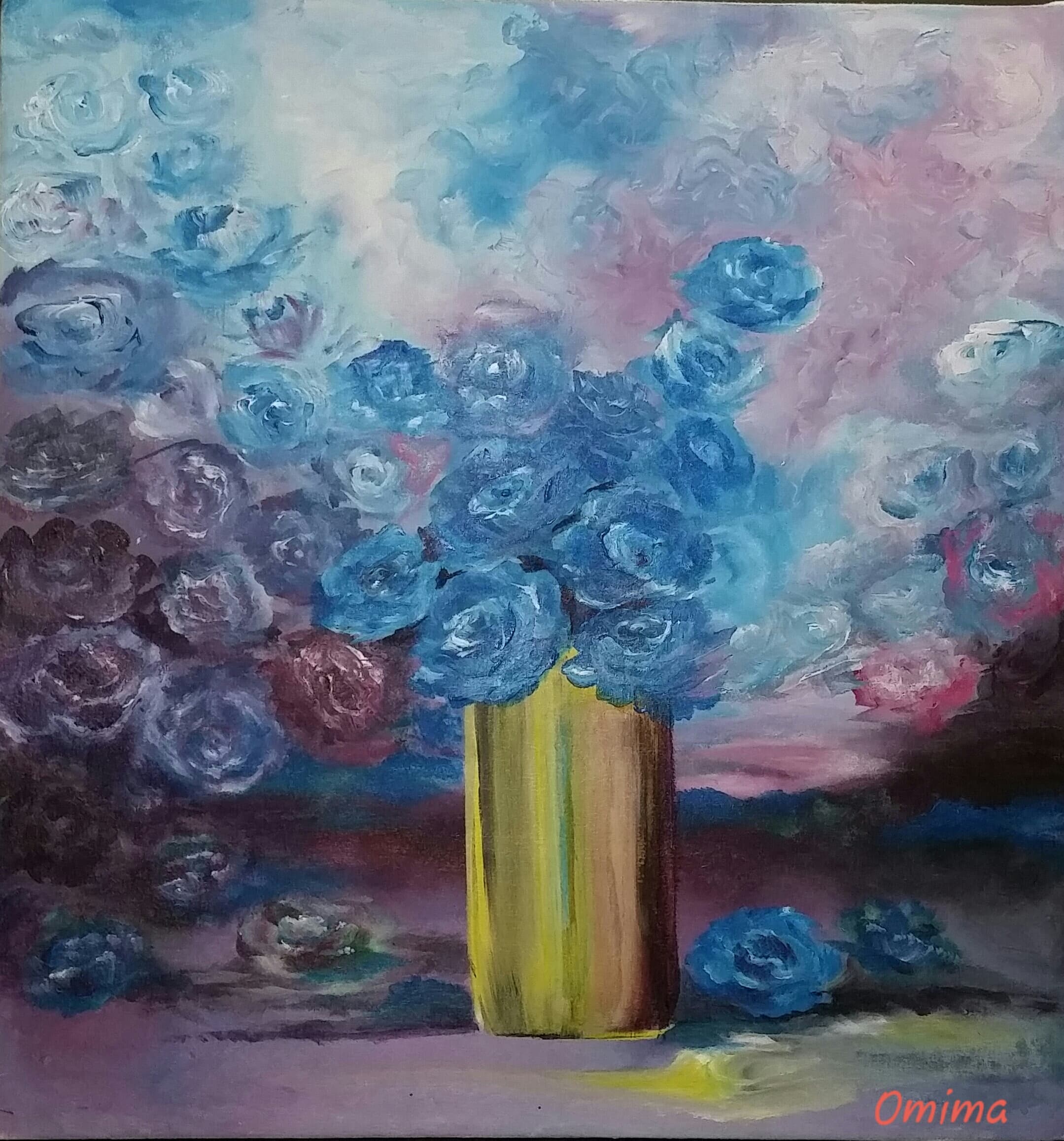 The Golden Vase, acrylic on canvas, by Omima Aboelnasr