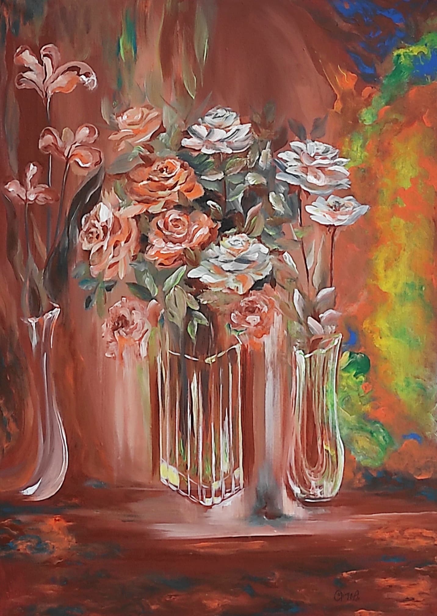 Rust and Crystal, acrylic on canvas, by Omima Aboelnasr