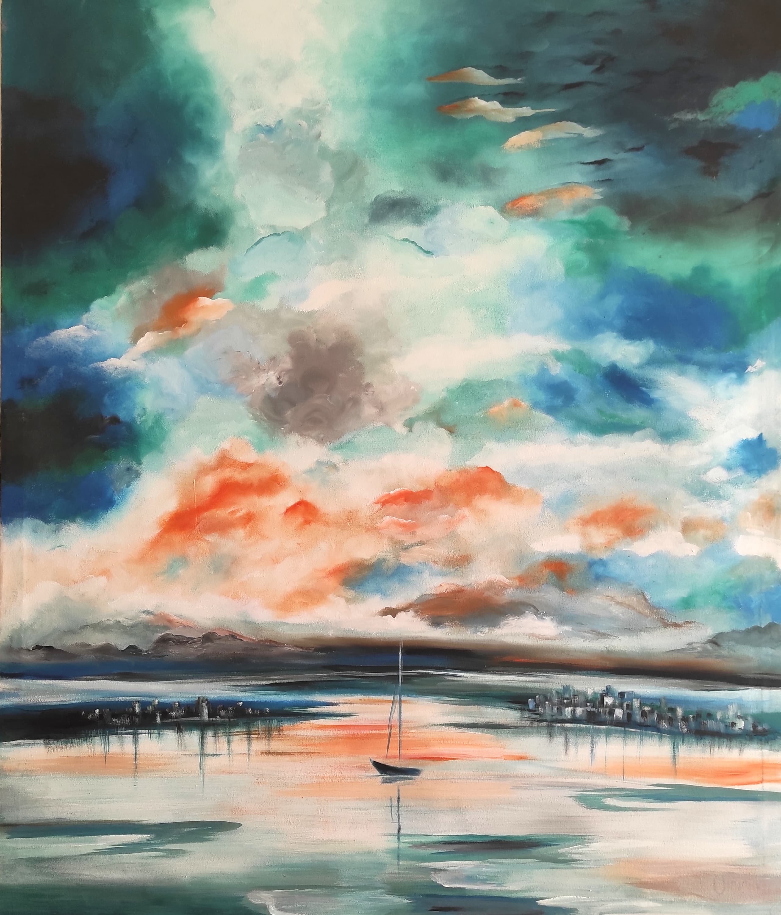 Clearing Sky, acrylic on canvas, by Omima Aboelnasr