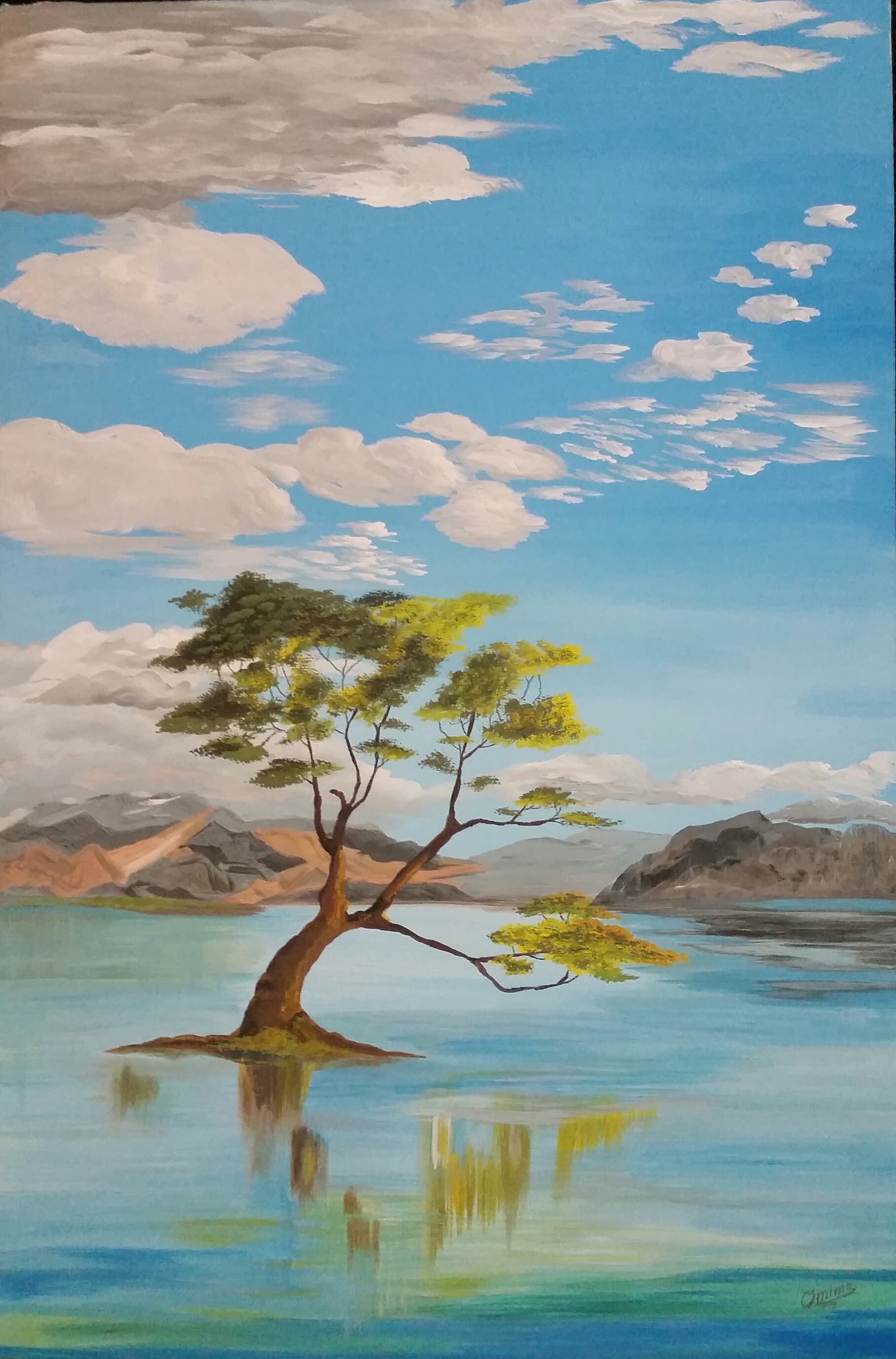 The Lone Tree, acrylic on canvas, by Omima Aboelnasr