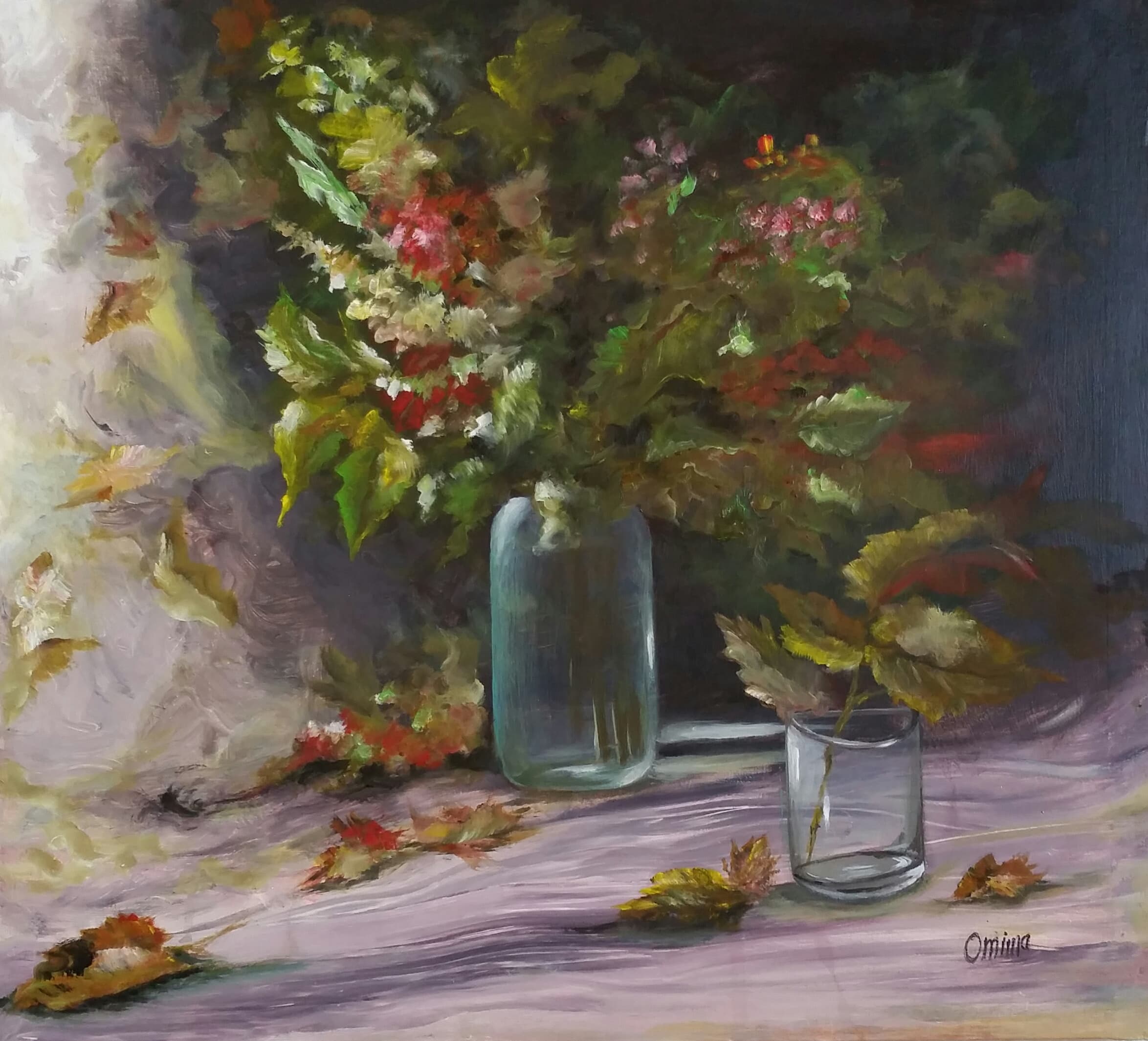 Turning Leaves, acrylic on canvas, by Omima Aboelnasr