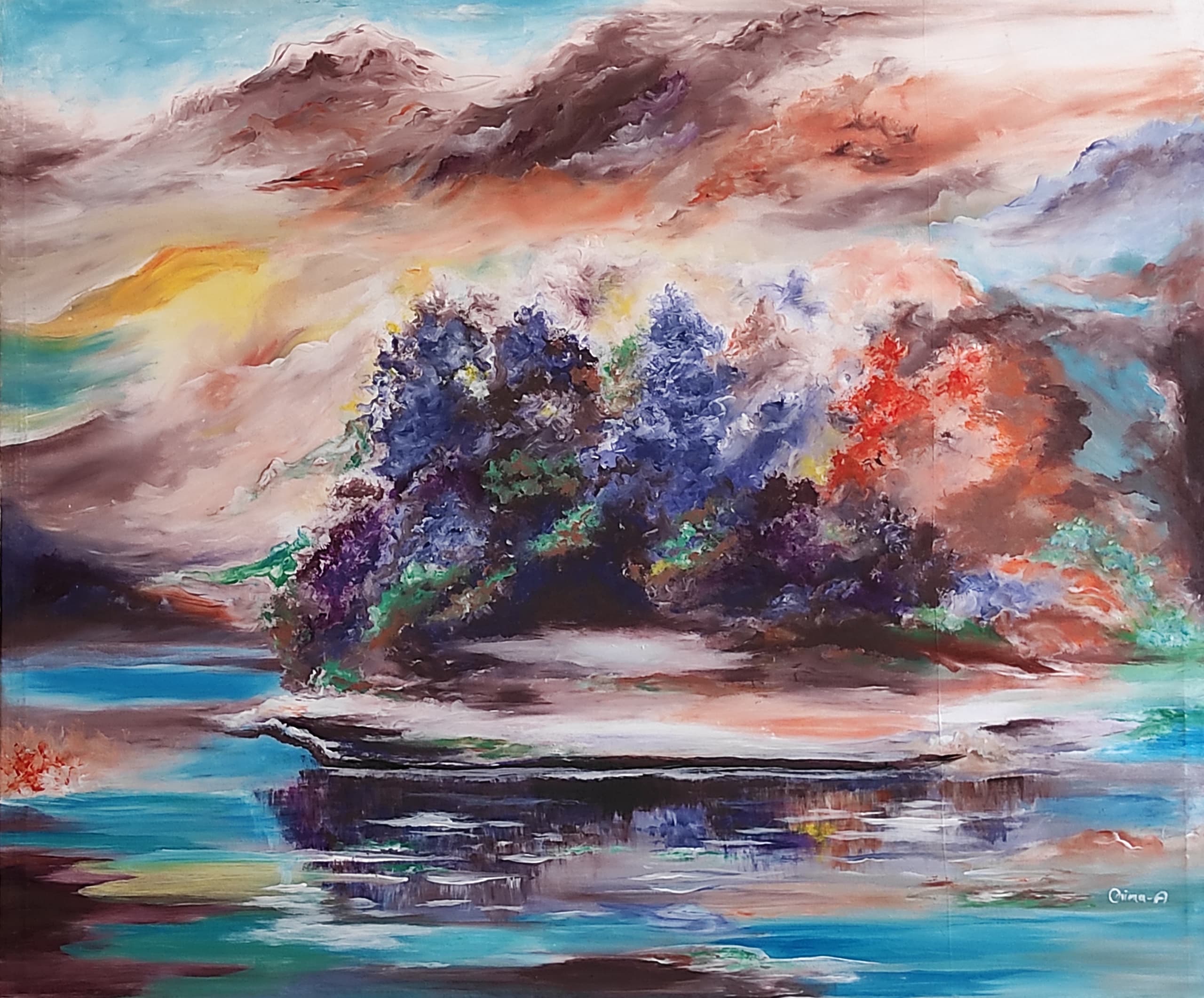 Island of Color, acrylic on canvas, by Omima Aboelnasr