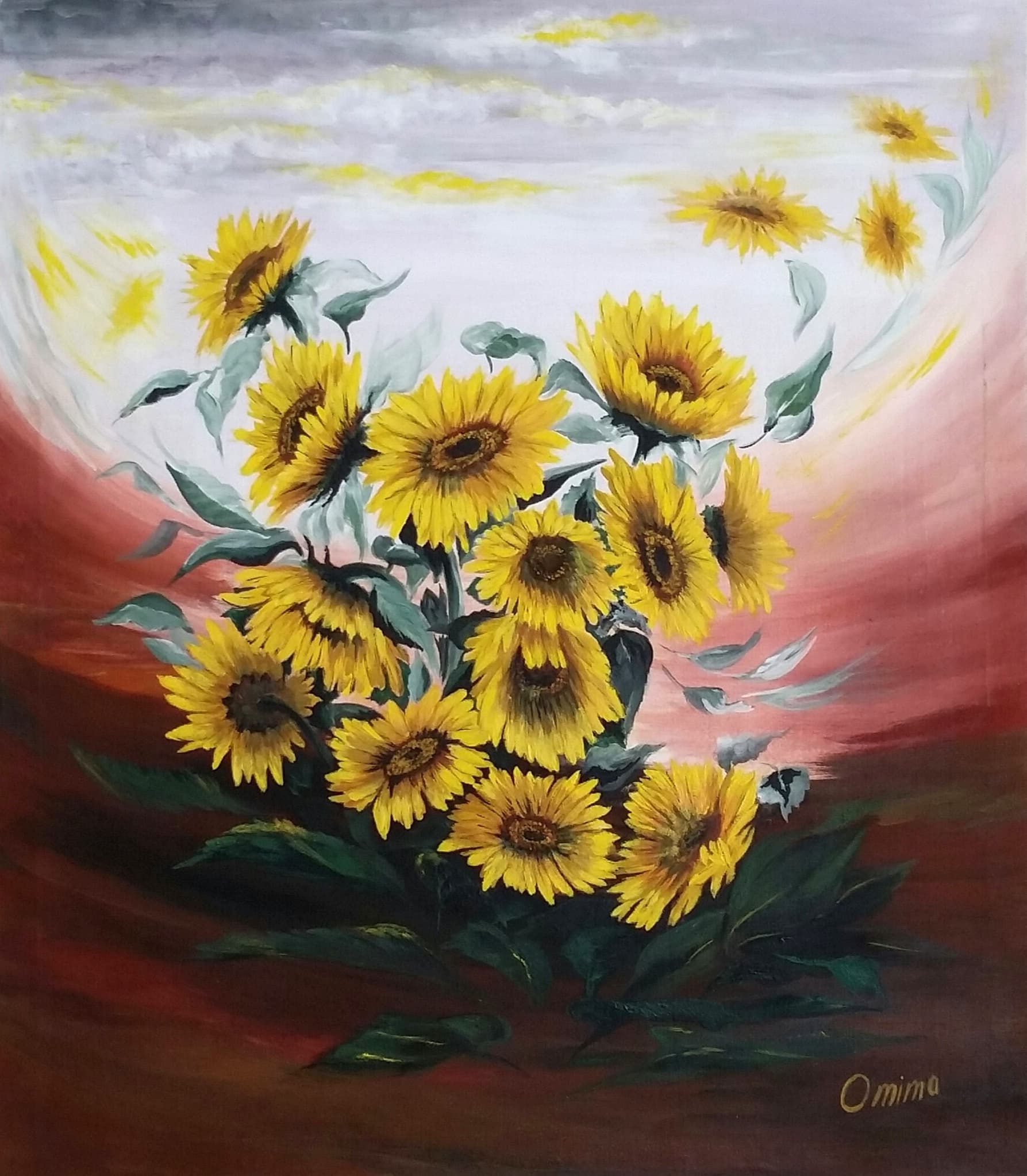 Sunburst, acrylic on canvas, by Omima Aboelnasr