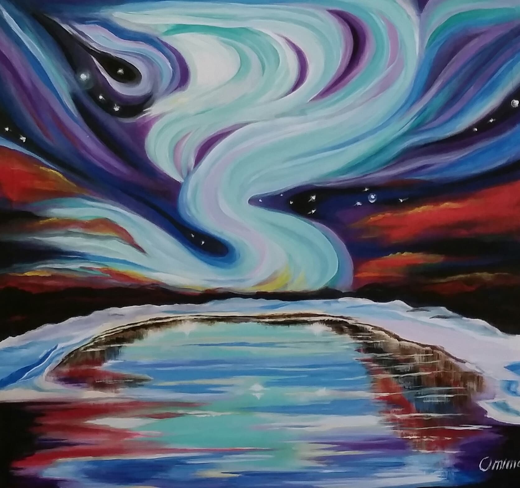 Northern Lights, acrylic on canvas, by Omima Aboelnasr