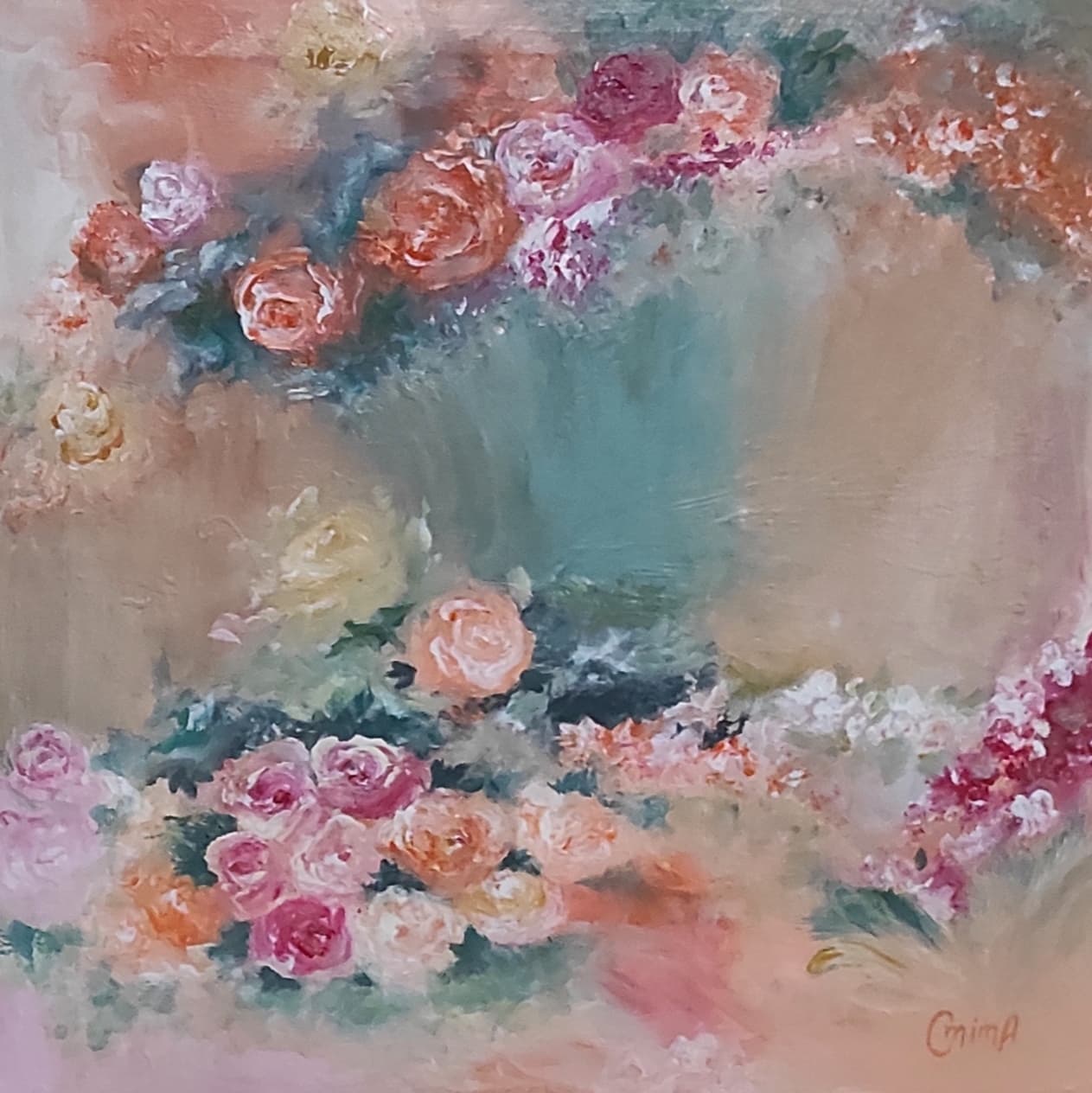 Garland, acrylic on canvas, by Omima Aboelnasr