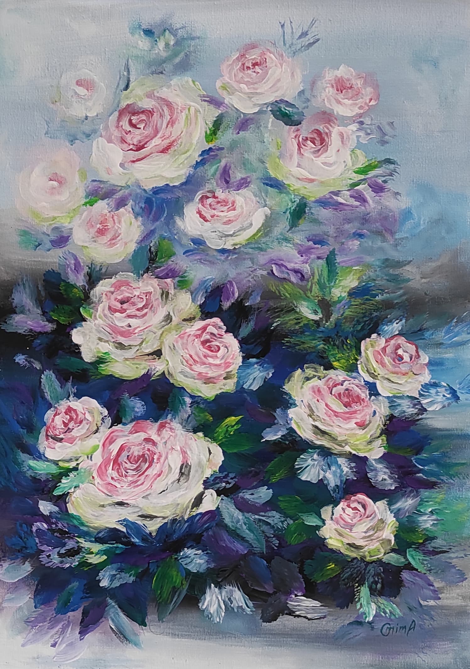 Indigo Shade, acrylic on canvas, by Omima Aboelnasr