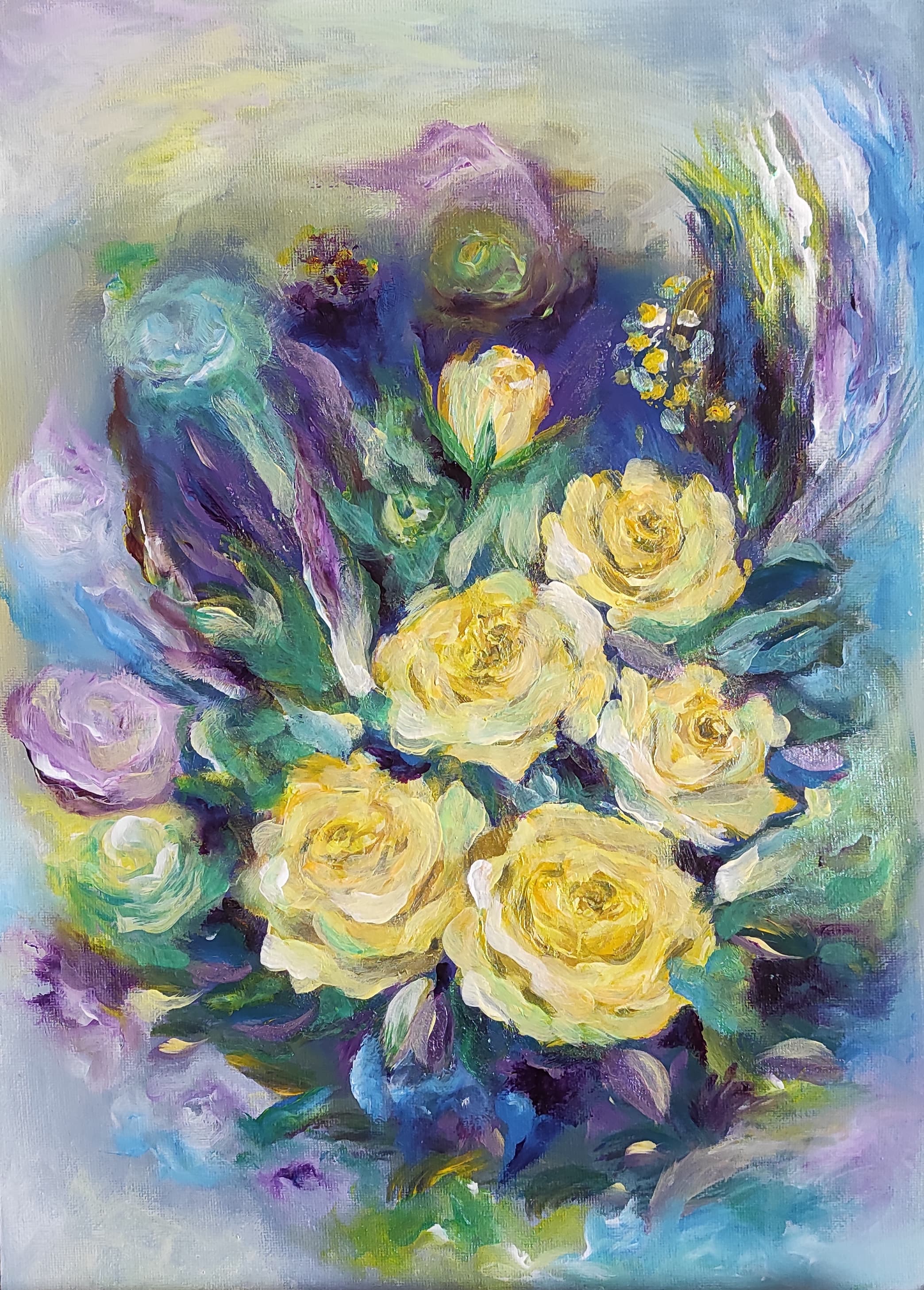 Butter Yellow, acrylic on canvas, by Omima Aboelnasr