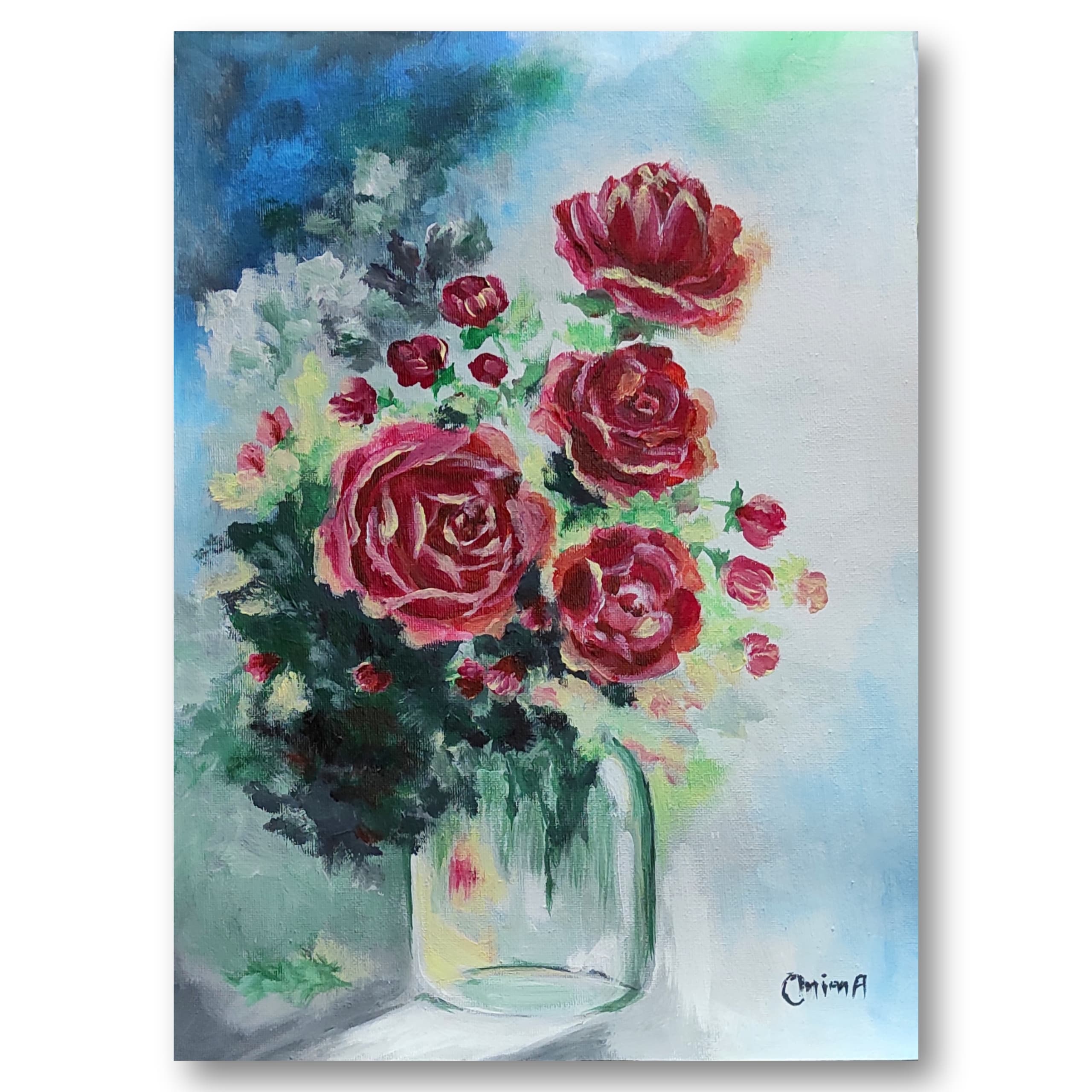 Crimson, acrylic on canvas, by Omima Aboelnasr
