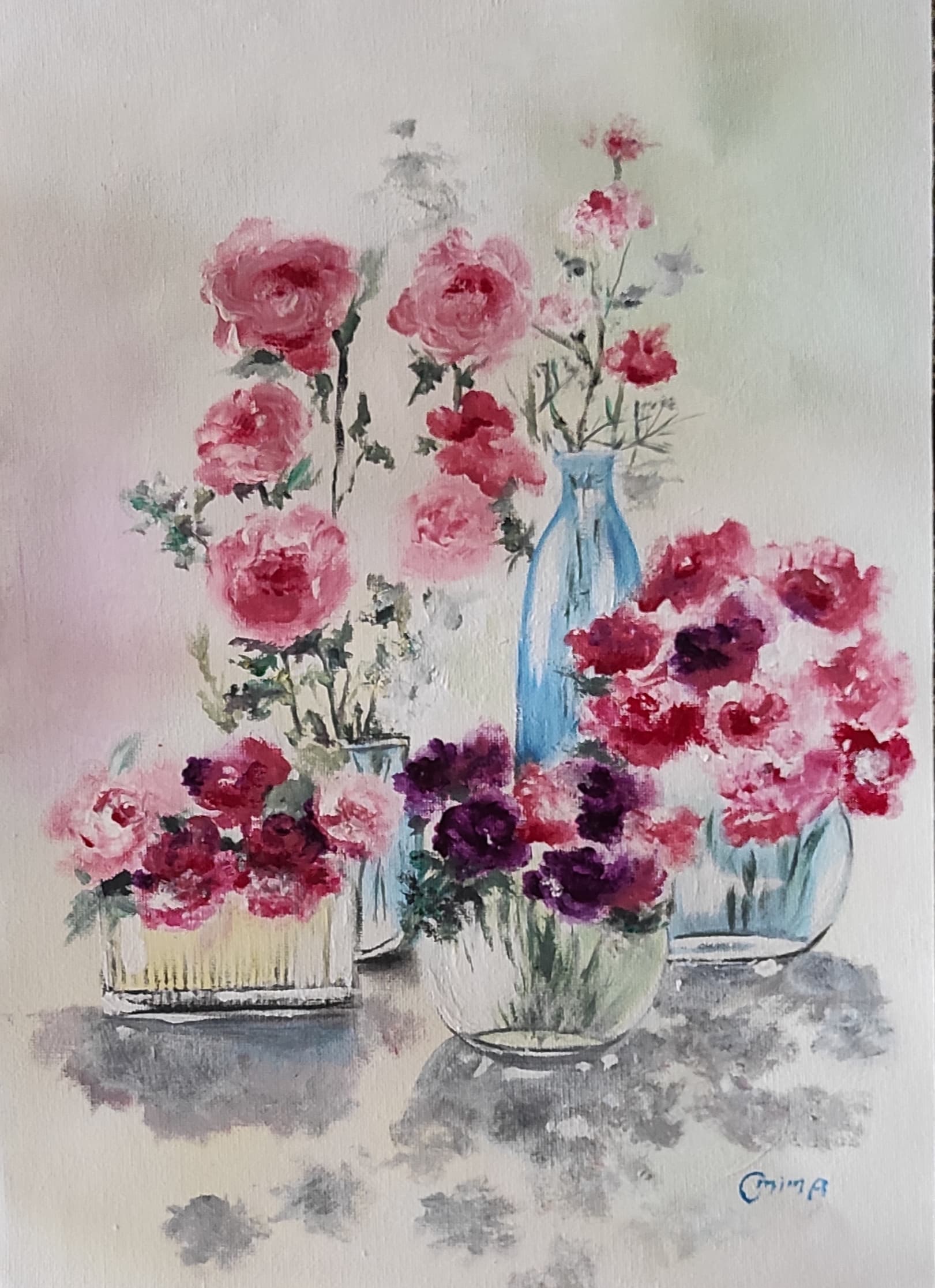 Glass and Shadow, acrylic on canvas, by Omima Aboelnasr