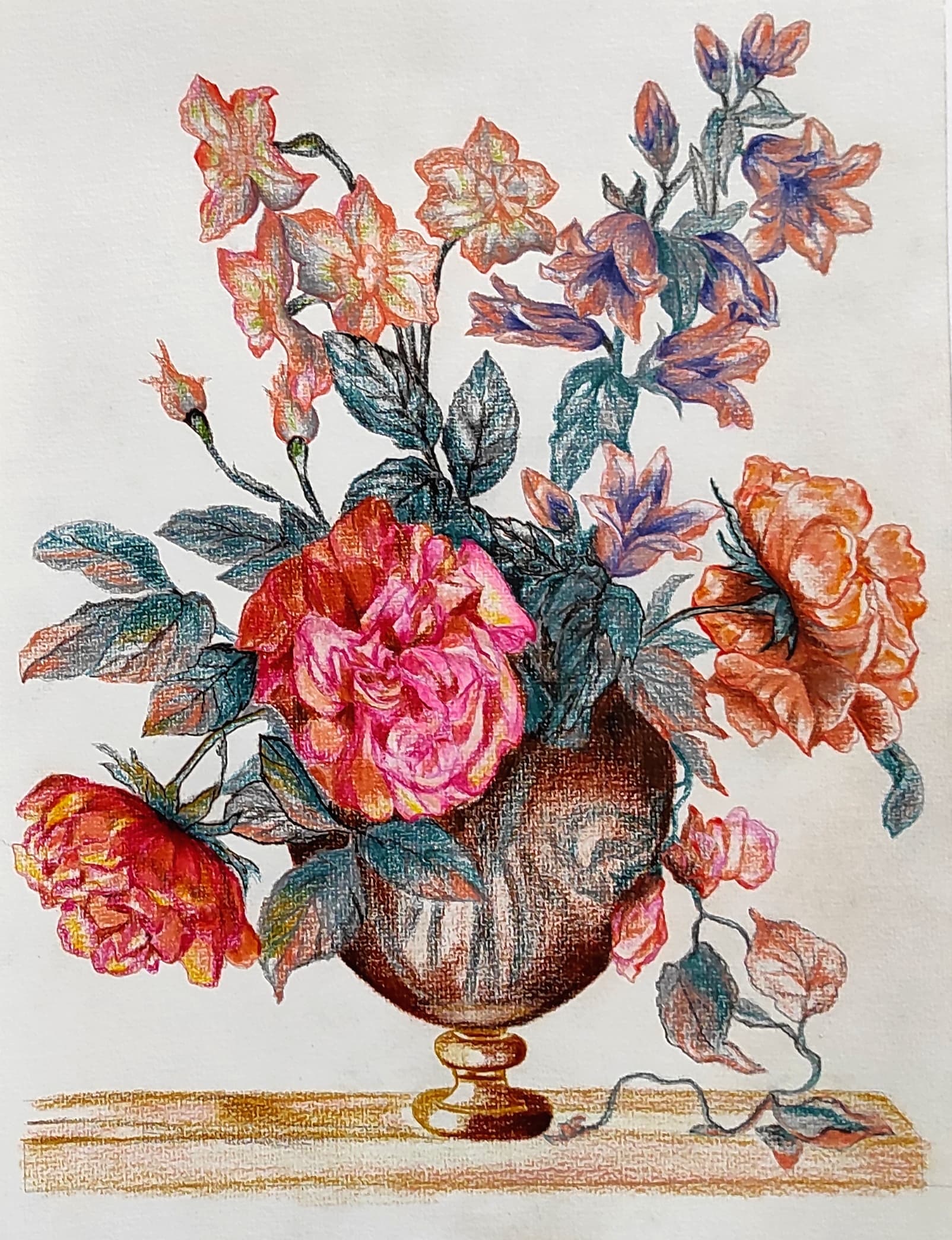 The Bronze Chalice, colored pencil on paper, by Omima Aboelnasr