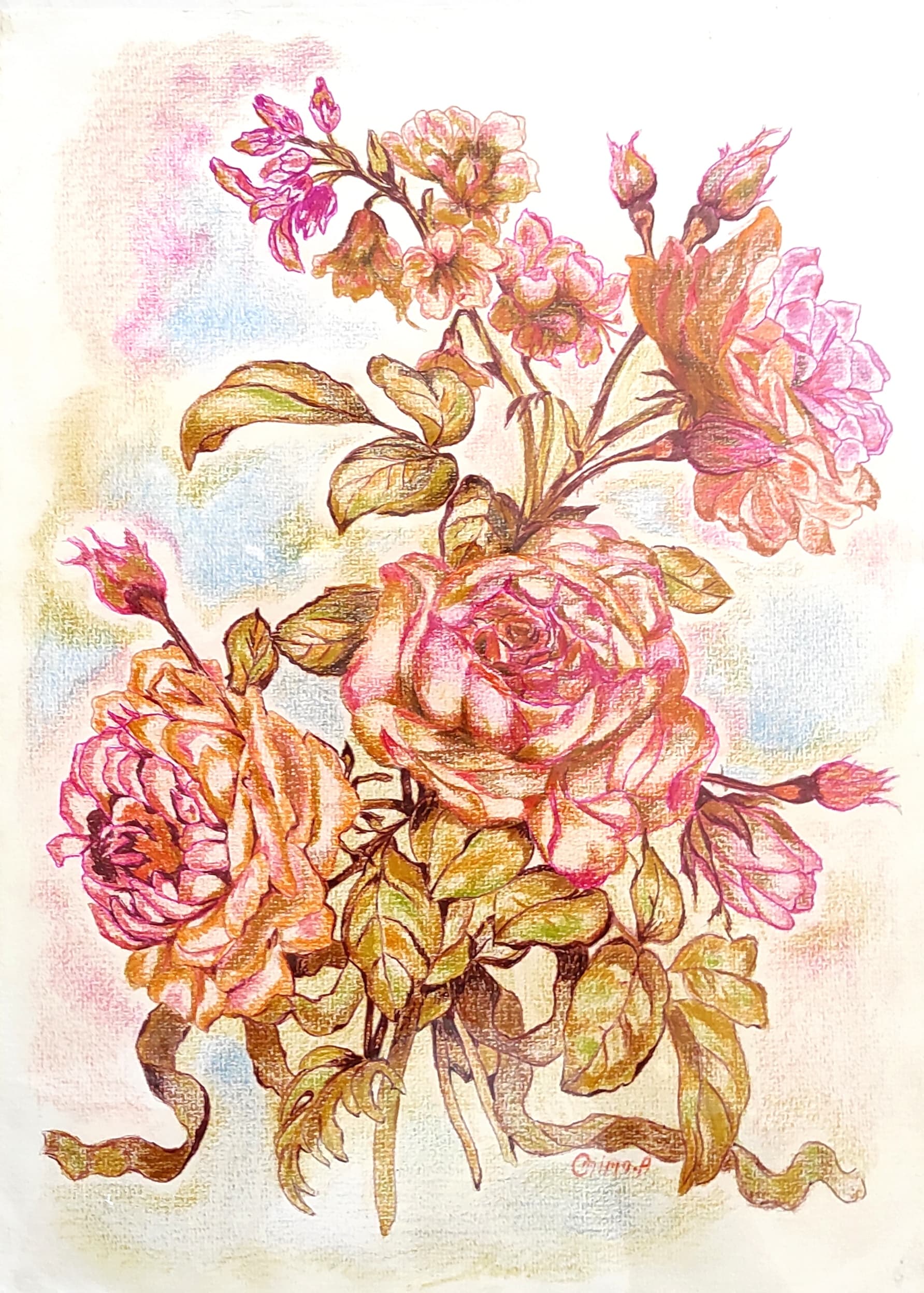 Heirloom, colored pencil on paper, by Omima Aboelnasr