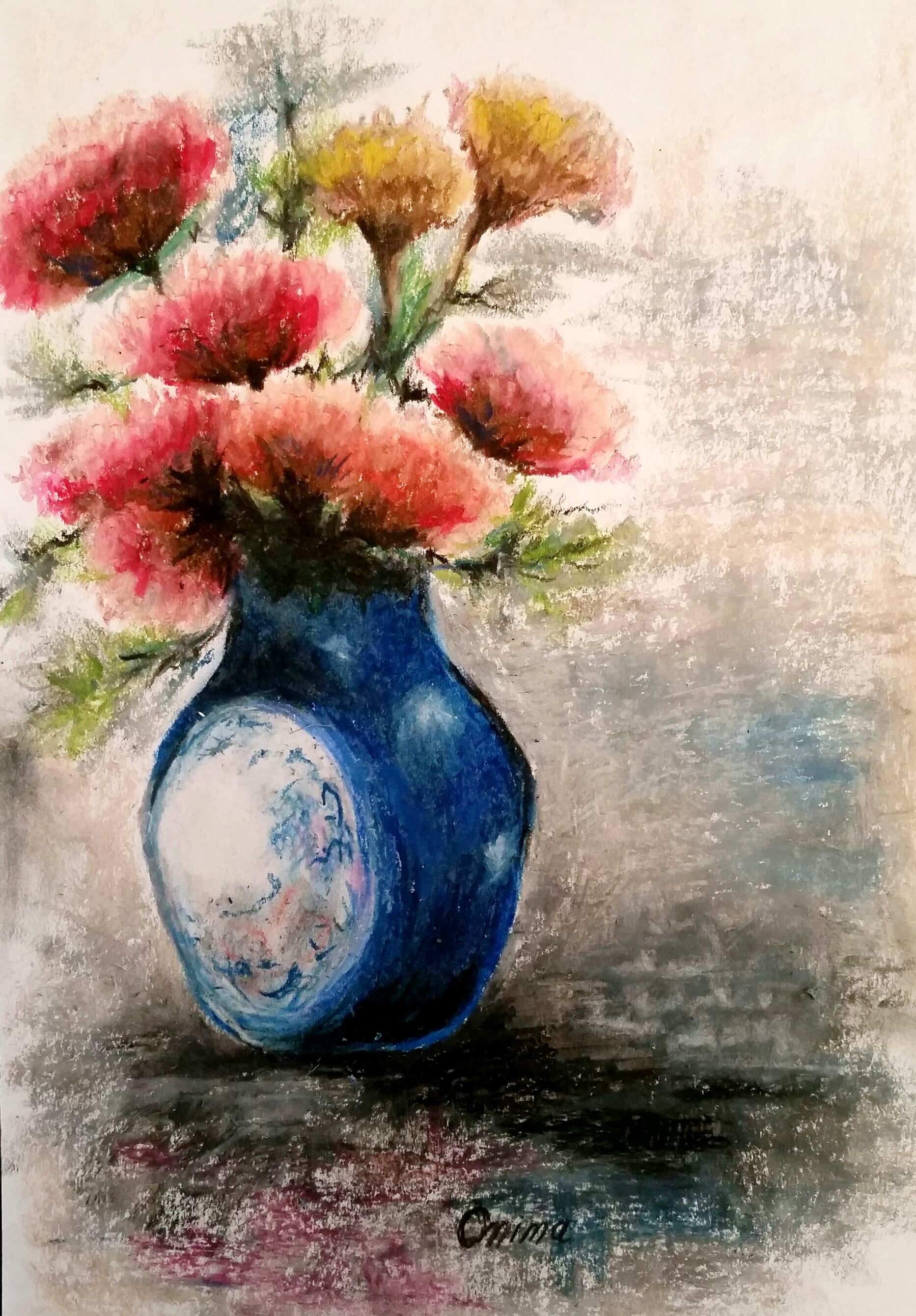 The China Jar, soft pastel on paper, by Omima Aboelnasr