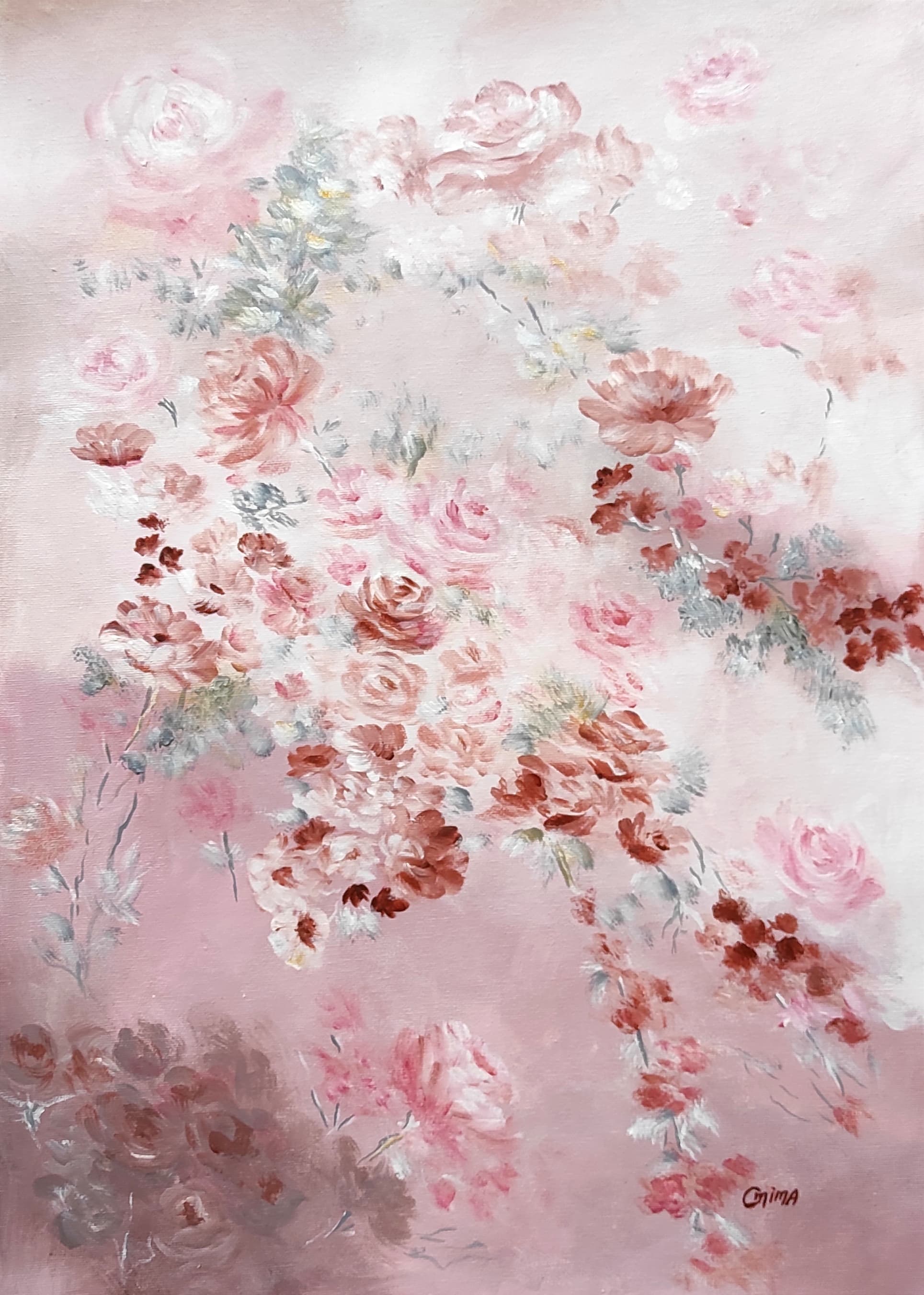 Dusty Pink, acrylic on canvas, by Omima Aboelnasr