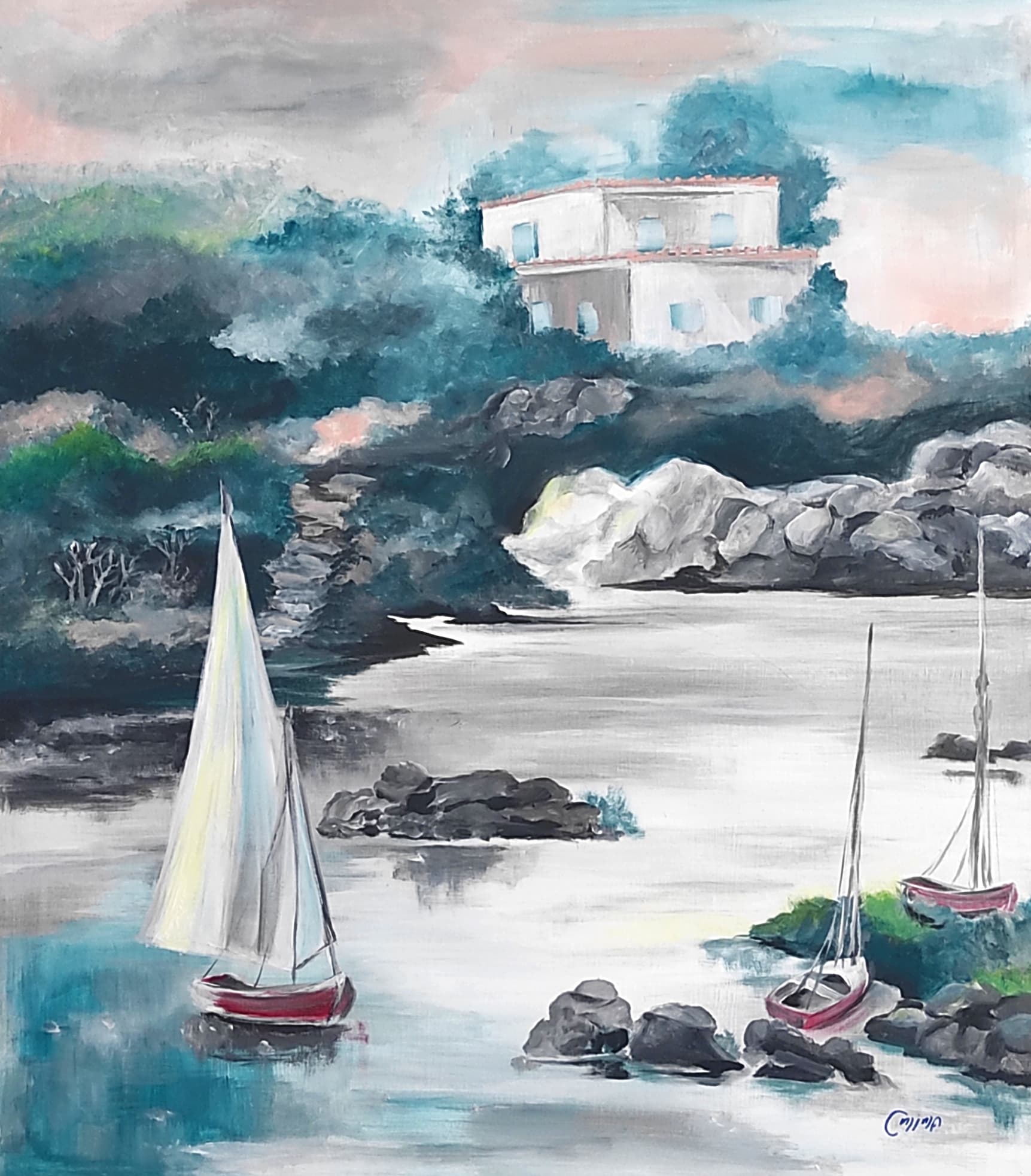 The Cove, acrylic on canvas, by Omima Aboelnasr