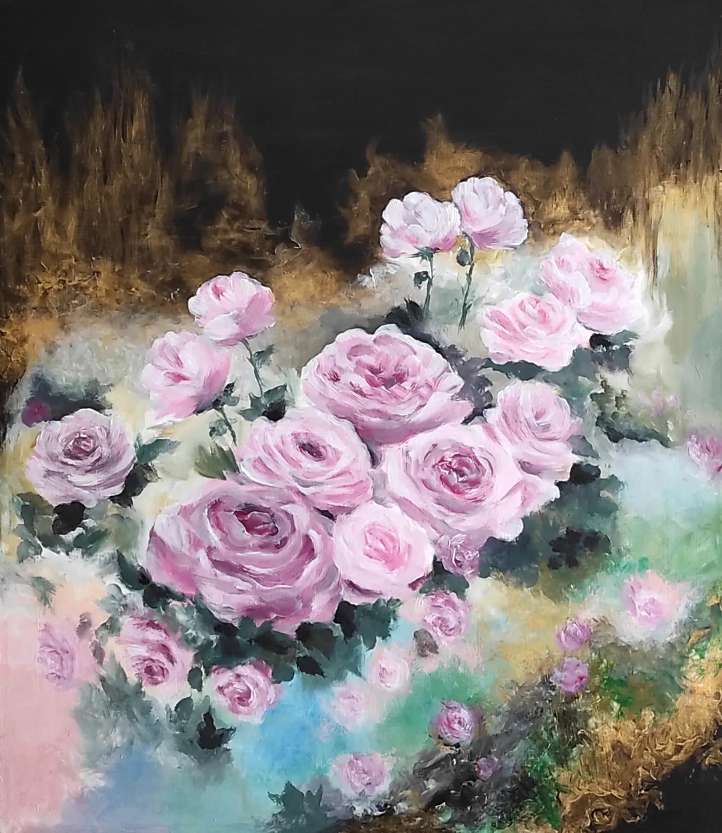 Gilded Night, acrylic on canvas, by Omima Aboelnasr