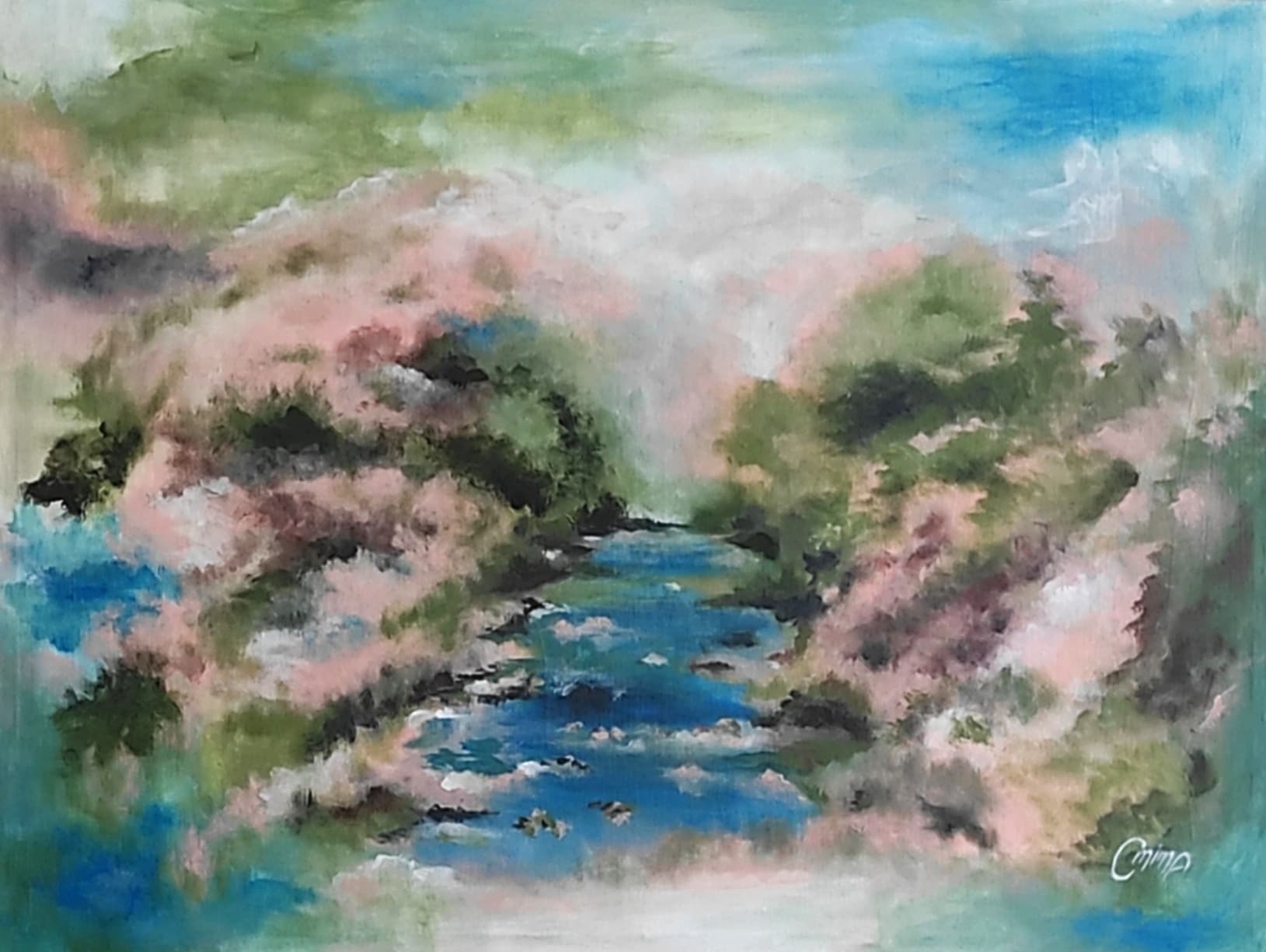 Spring Valley, acrylic on canvas, by Omima Aboelnasr