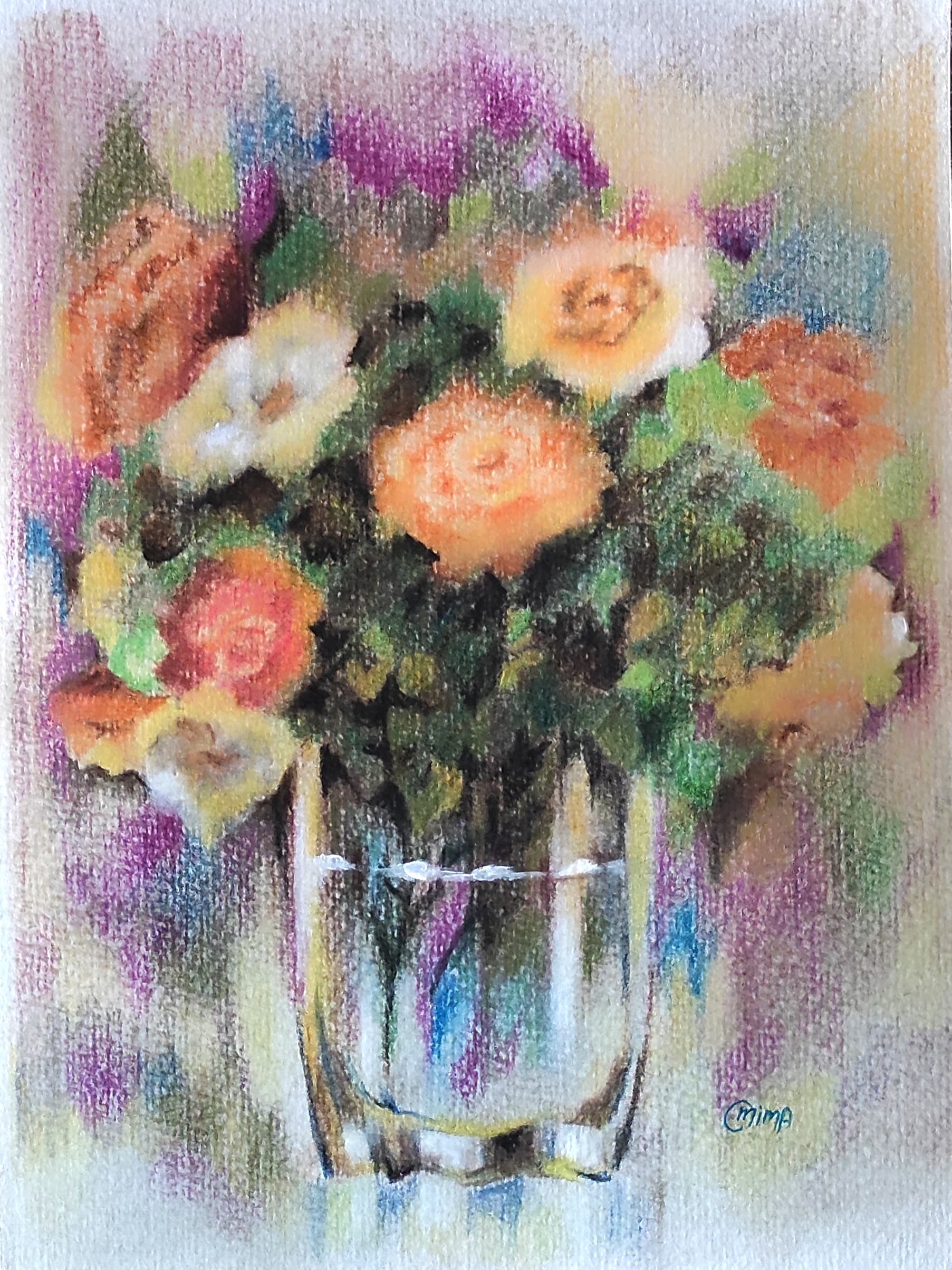 Apricot, pastel and colored pencil on paper, by Omima Aboelnasr