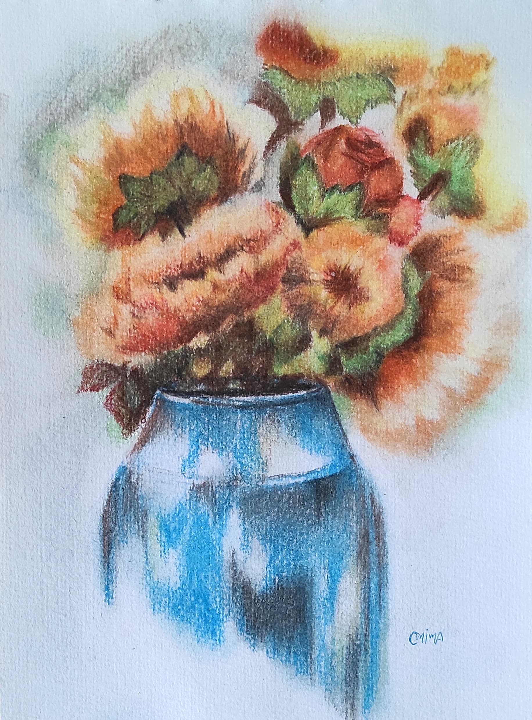 August, pastel and colored pencil on paper, by Omima Aboelnasr