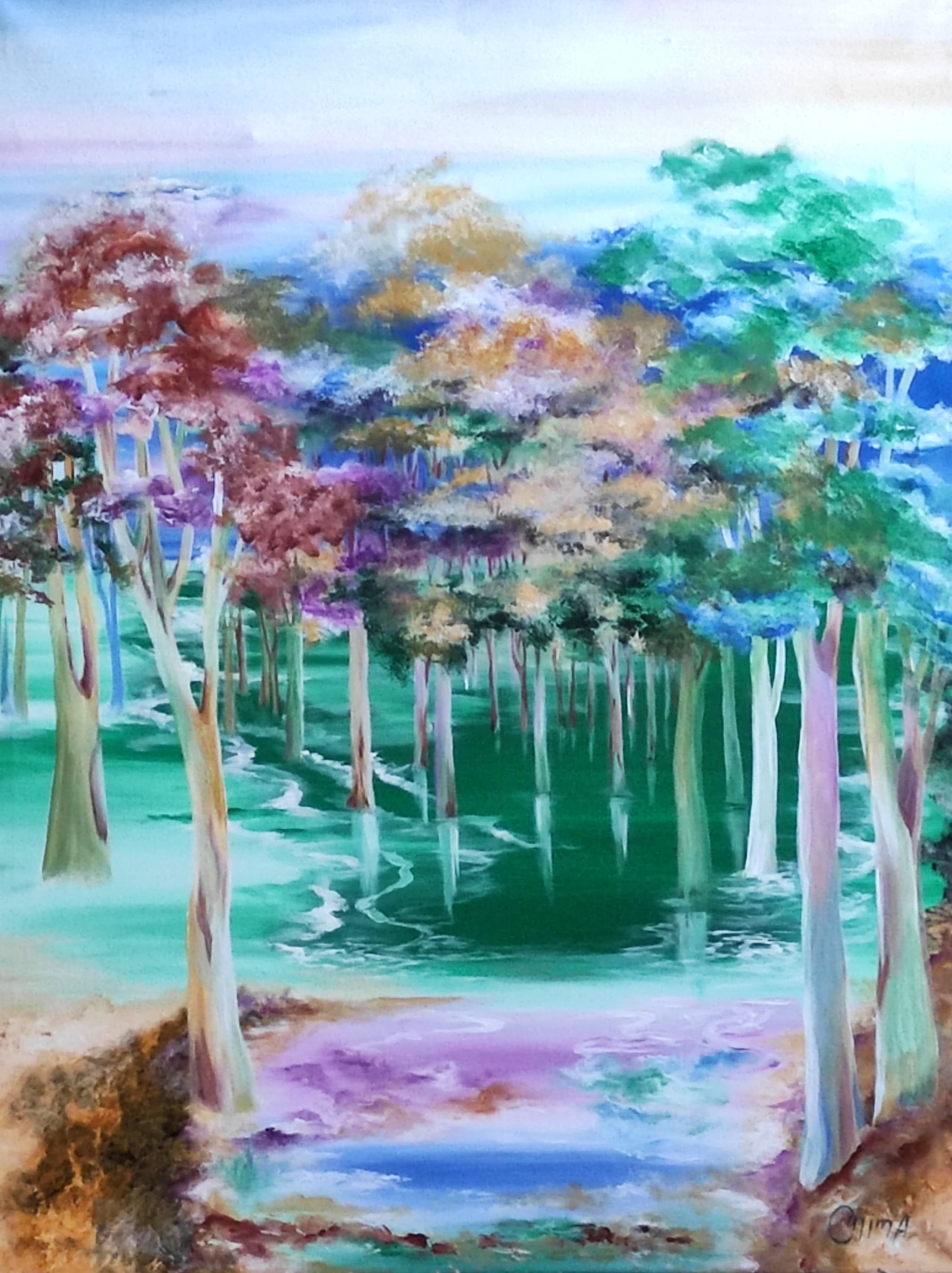 The Grove, acrylic on canvas, by Omima Aboelnasr