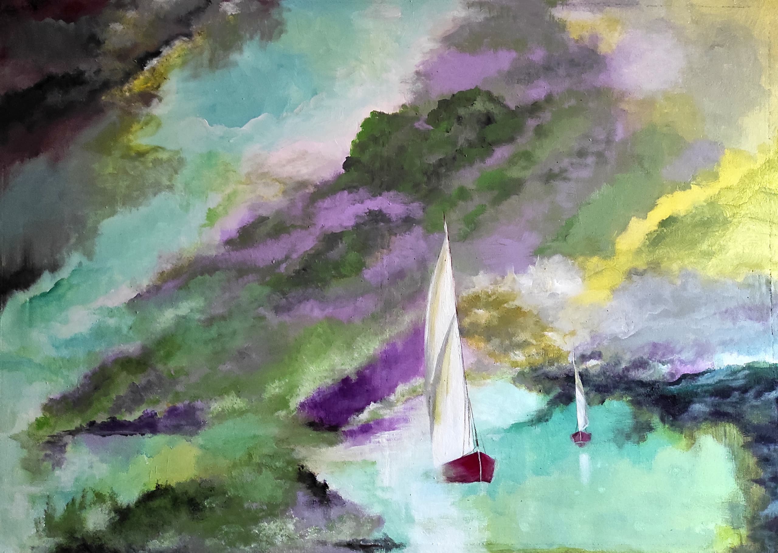 Two Sails, acrylic on canvas, by Omima Aboelnasr