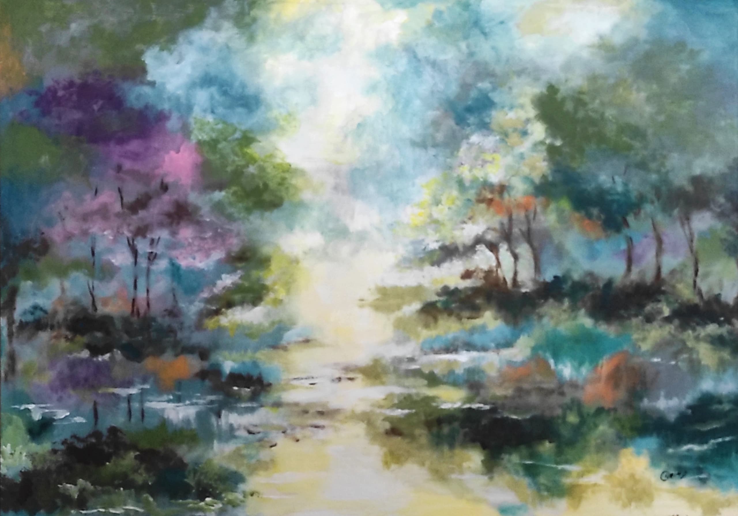 Morning Mist, acrylic on canvas, by Omima Aboelnasr