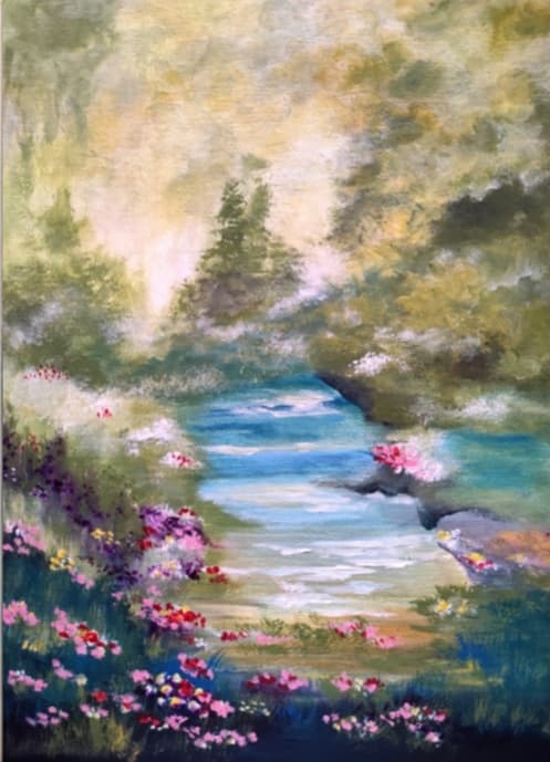 The Brook, acrylic on canvas, by Omima Aboelnasr