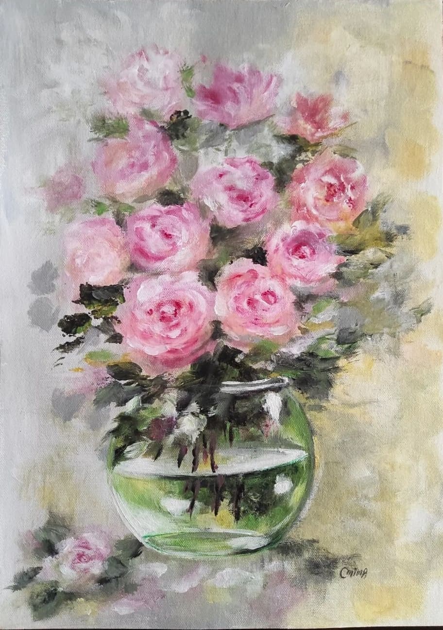 Full Bloom, acrylic on canvas, by Omima Aboelnasr