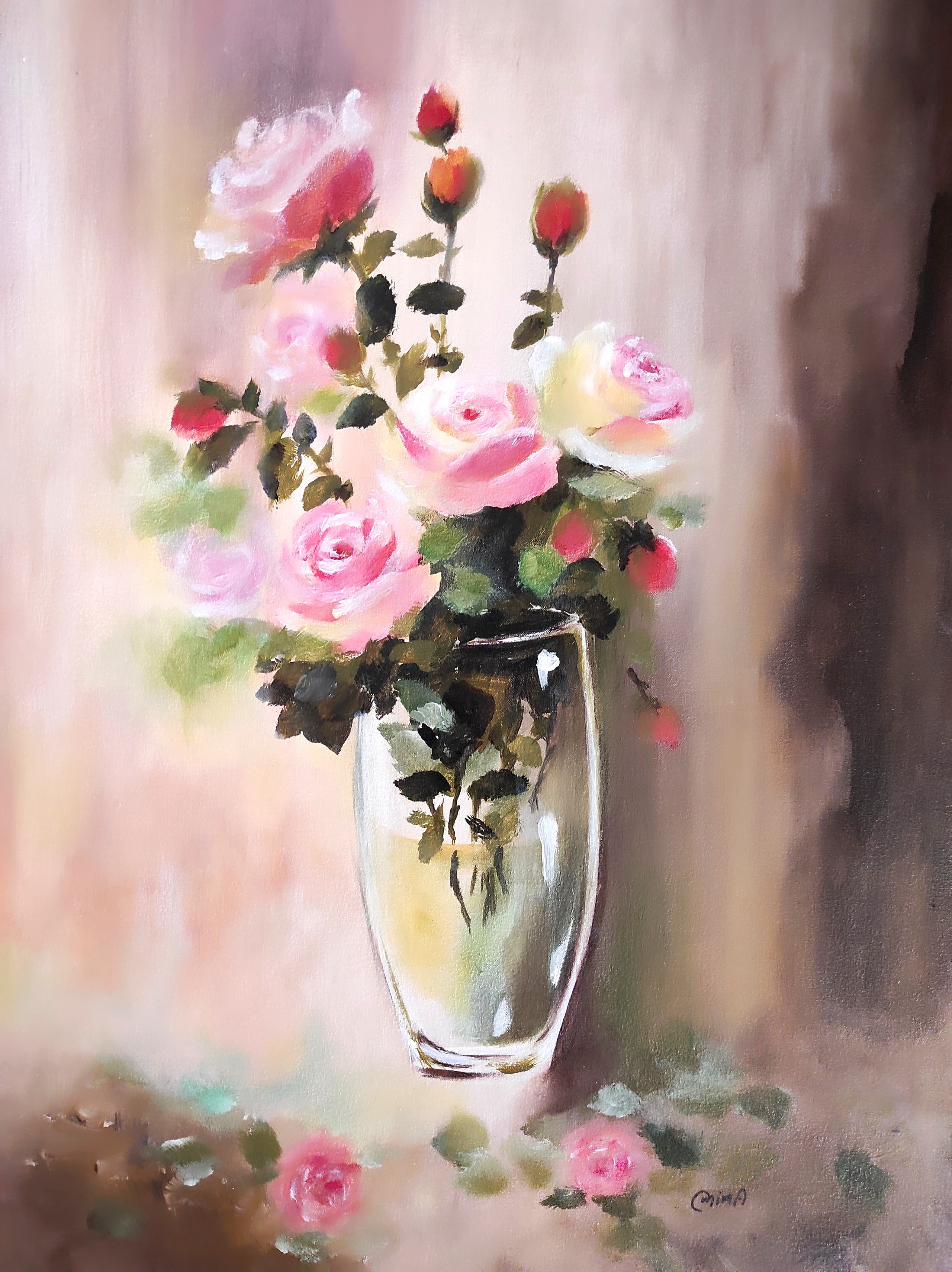 First Buds, acrylic on canvas, by Omima Aboelnasr