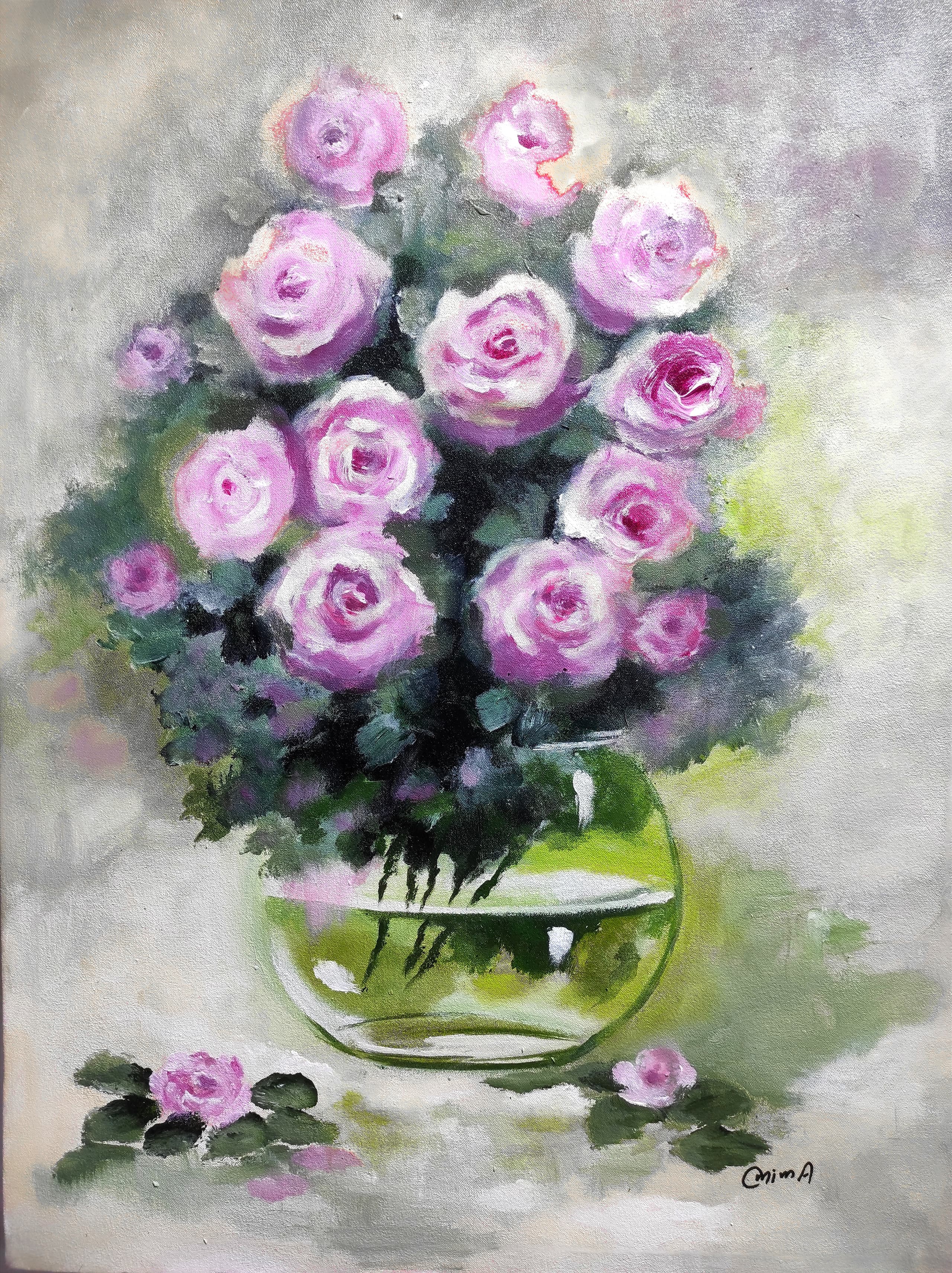 The Green Bowl, acrylic on canvas, by Omima Aboelnasr