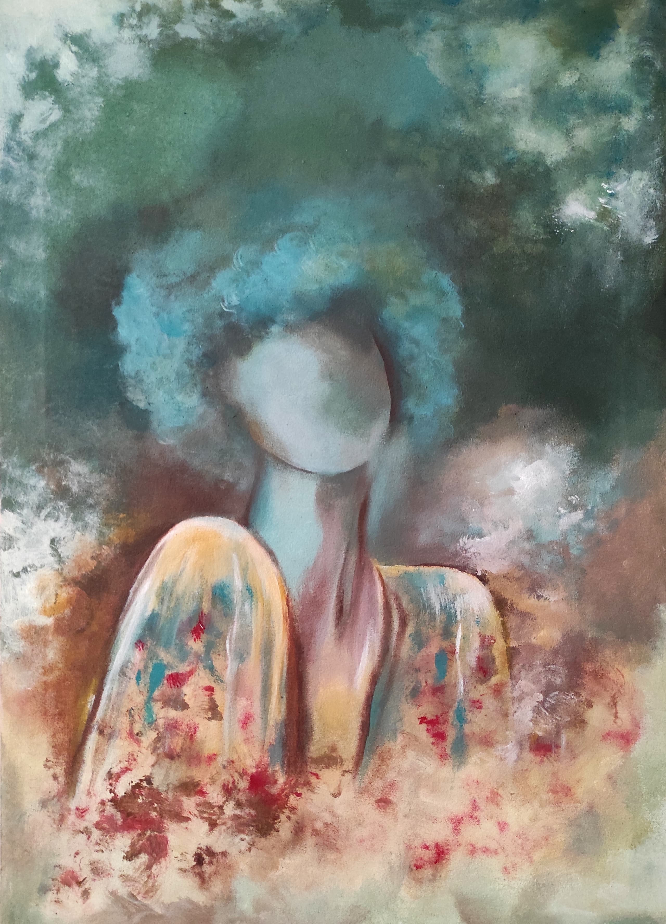 Among the Petals, acrylic on canvas, by Omima Aboelnasr