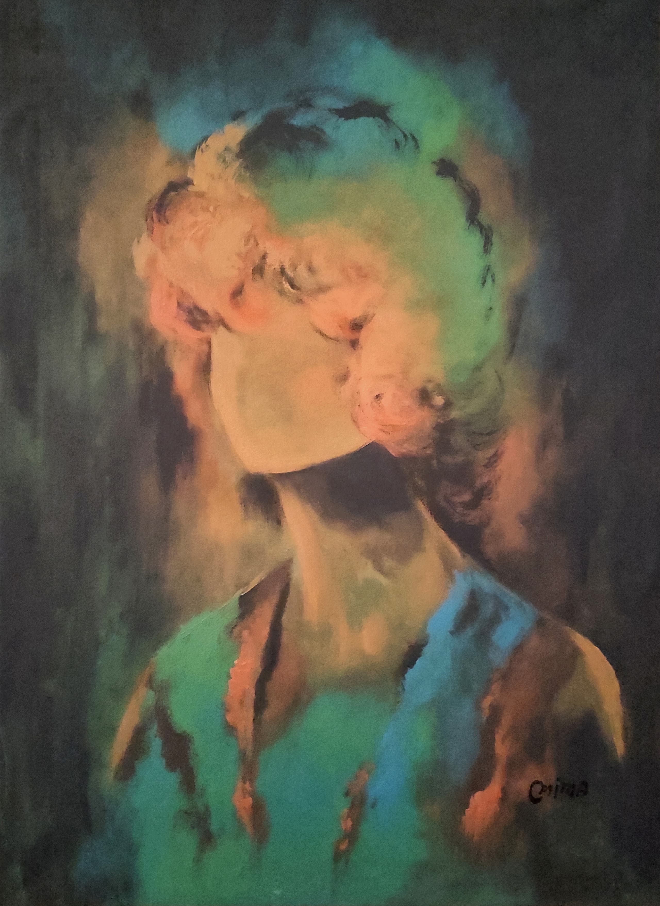 Emerald Evening, acrylic on canvas, by Omima Aboelnasr