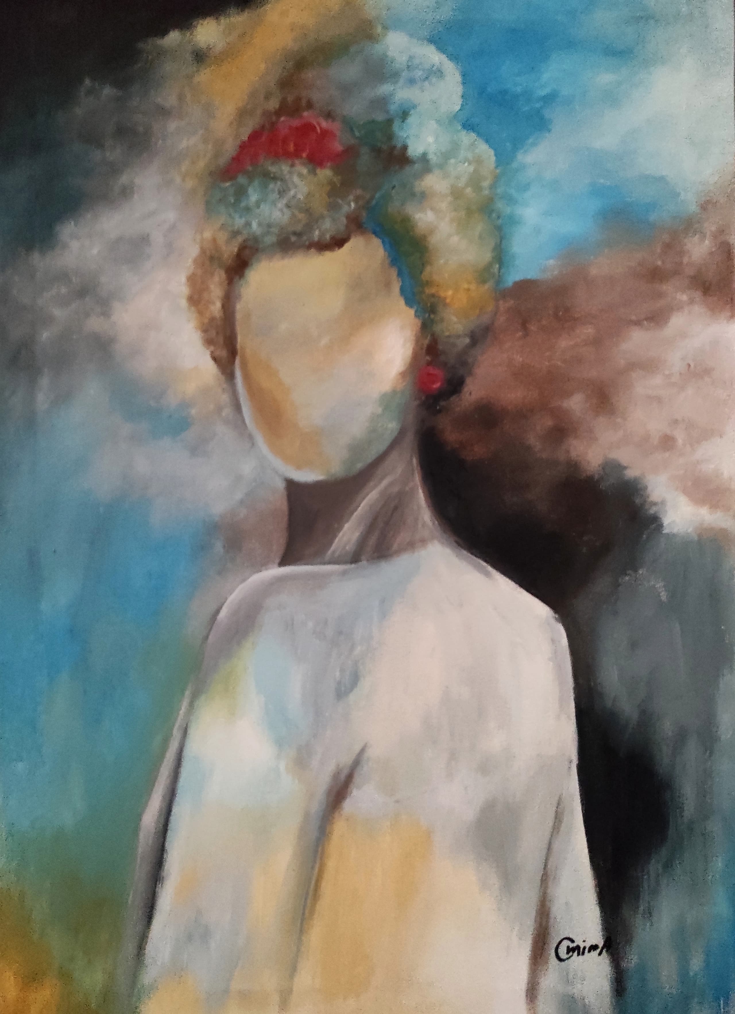 Between Clouds, acrylic on canvas, by Omima Aboelnasr