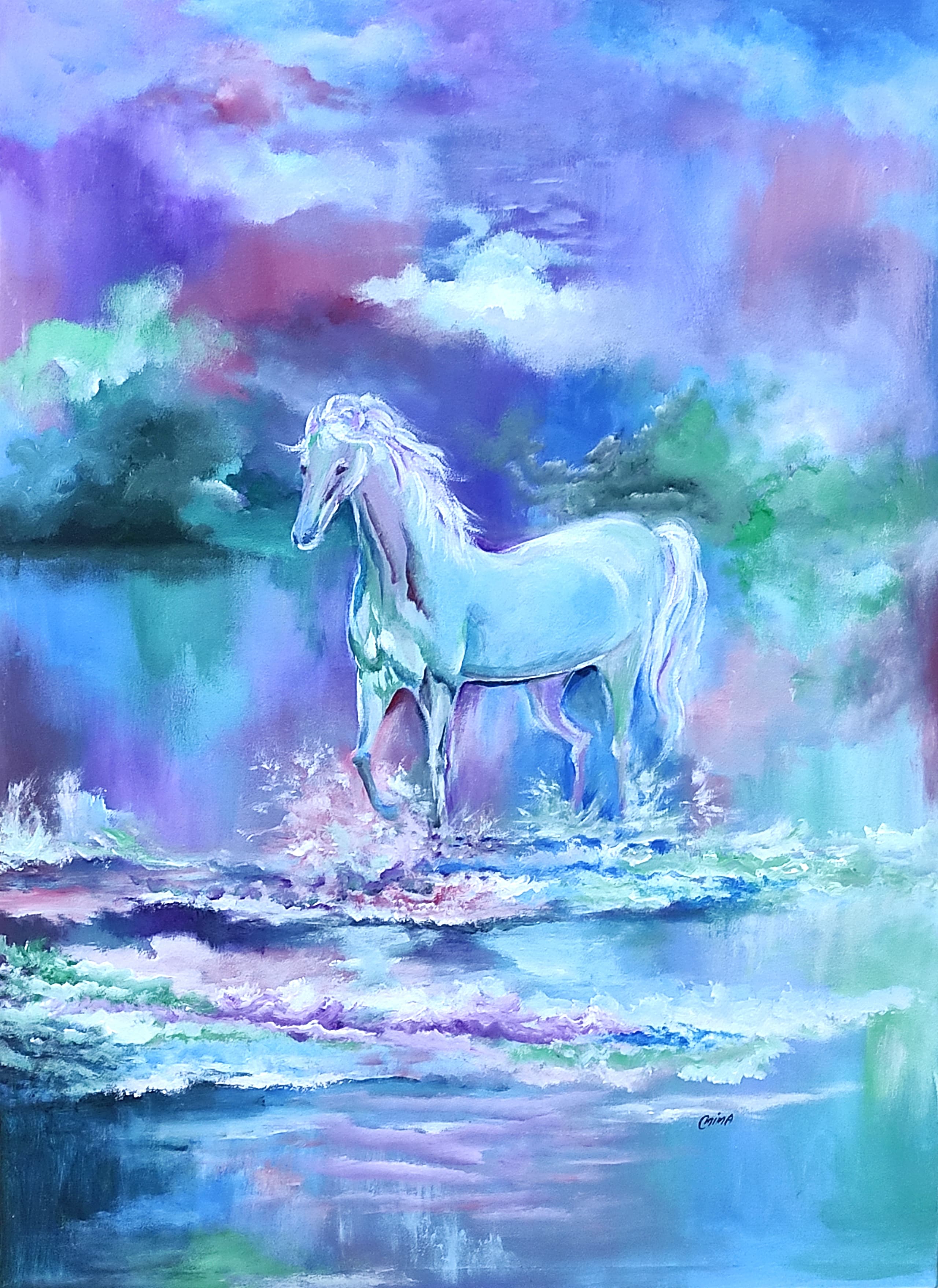 The White Horse, acrylic on canvas, by Omima Aboelnasr