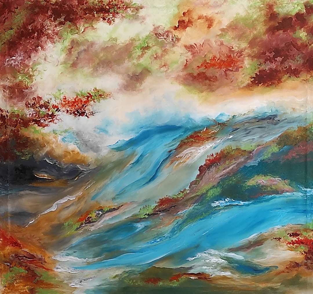 Autumn Current, acrylic on canvas, by Omima Aboelnasr
