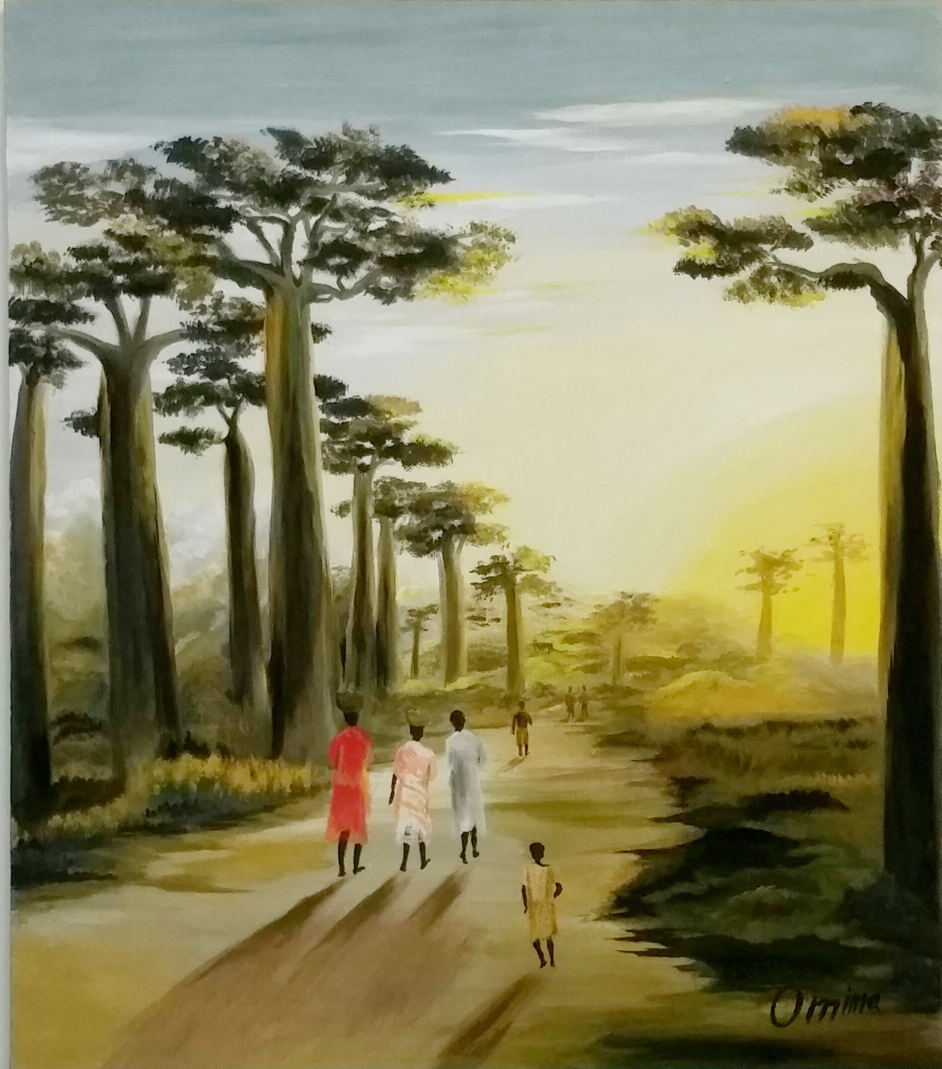 Avenue of Baobabs, acrylic on canvas, by Omima Aboelnasr