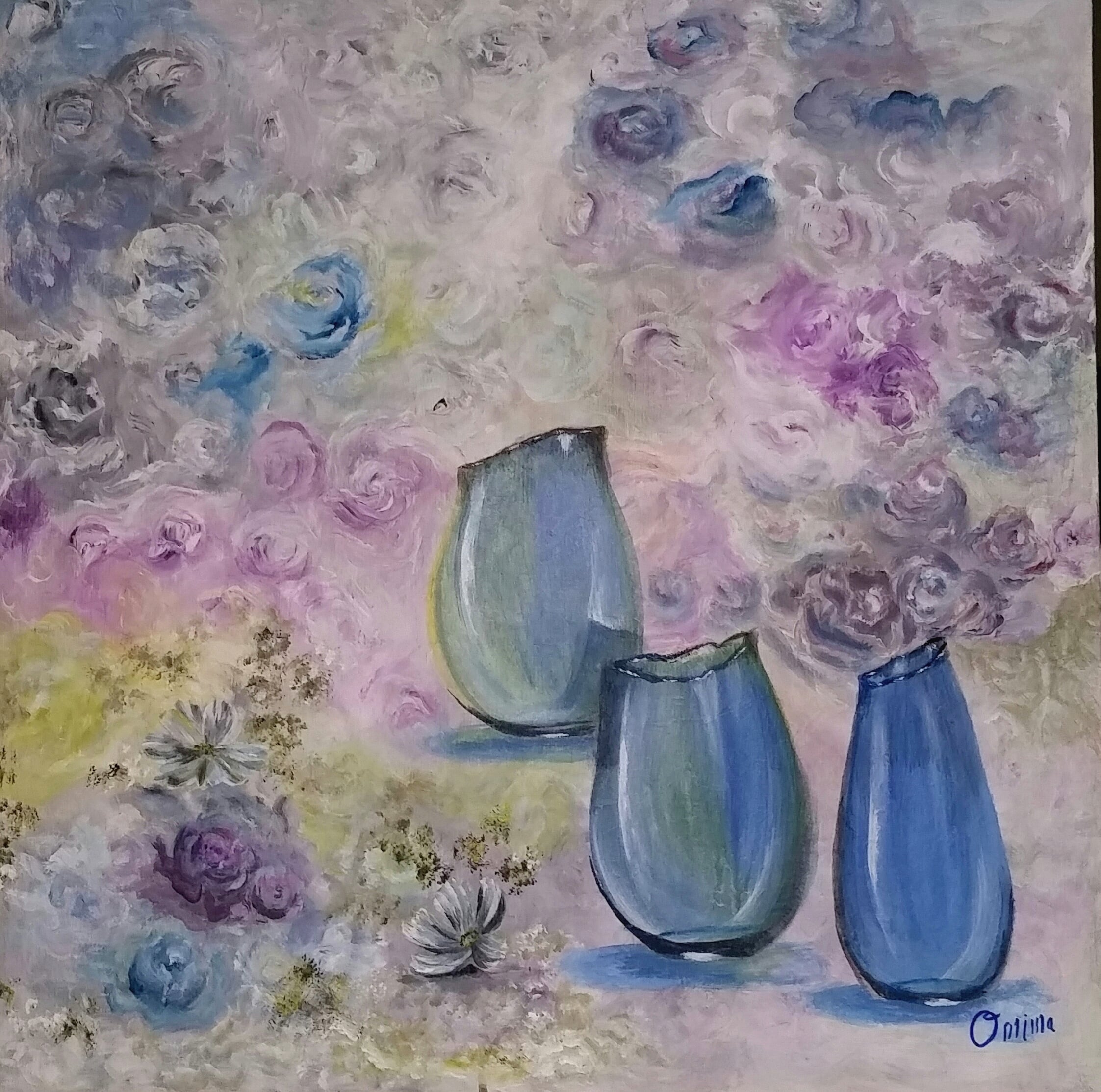 Blue Glass, acrylic on canvas, by Omima Aboelnasr