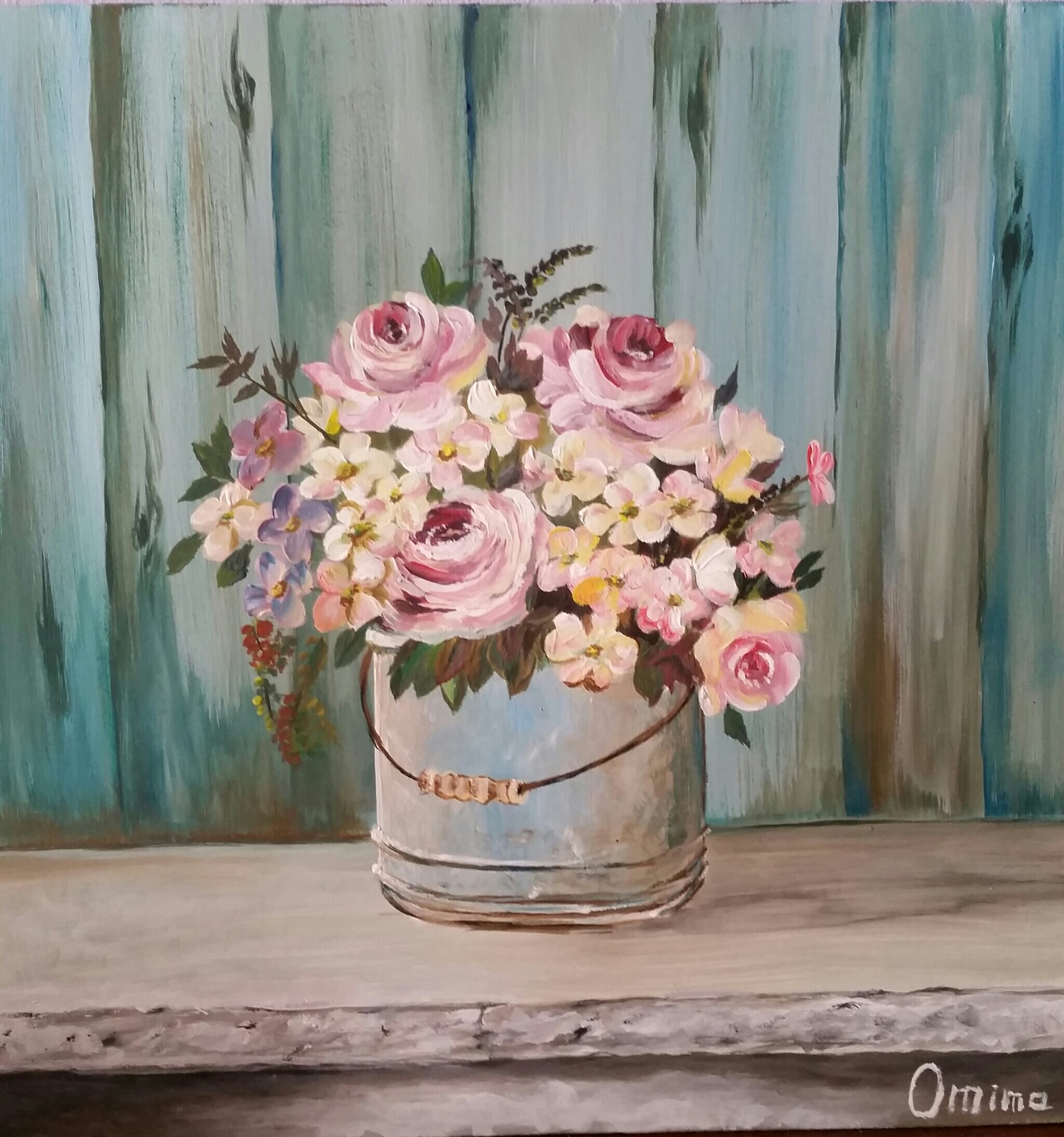The Tin Pail, acrylic on board, by Omima Aboelnasr