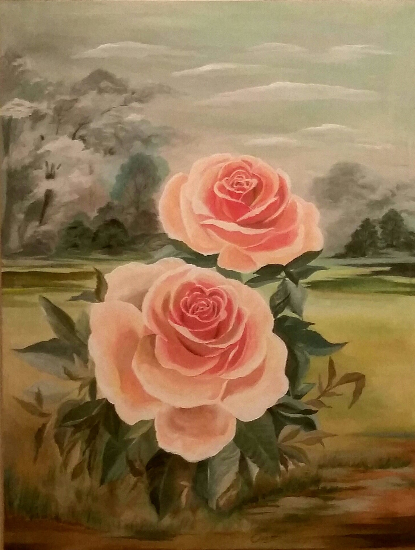 In the Meadow, acrylic on canvas, by Omima Aboelnasr