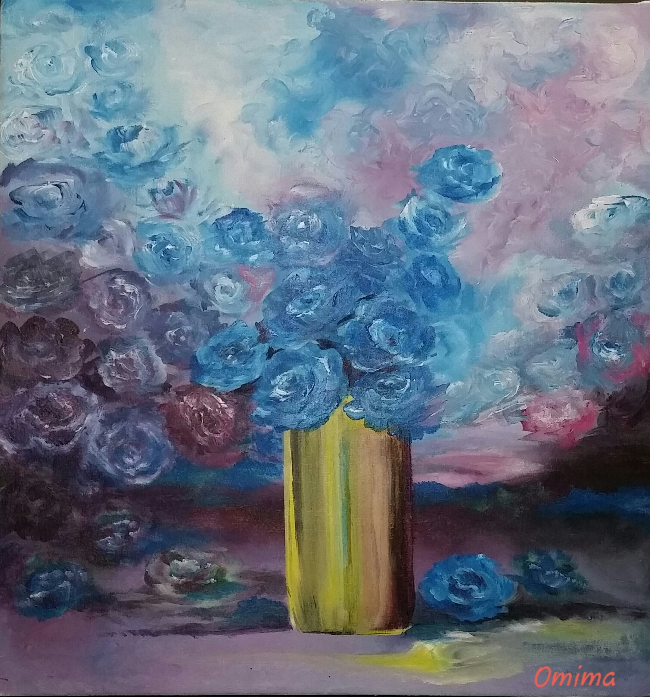 The Golden Vase, acrylic on canvas, by Omima Aboelnasr