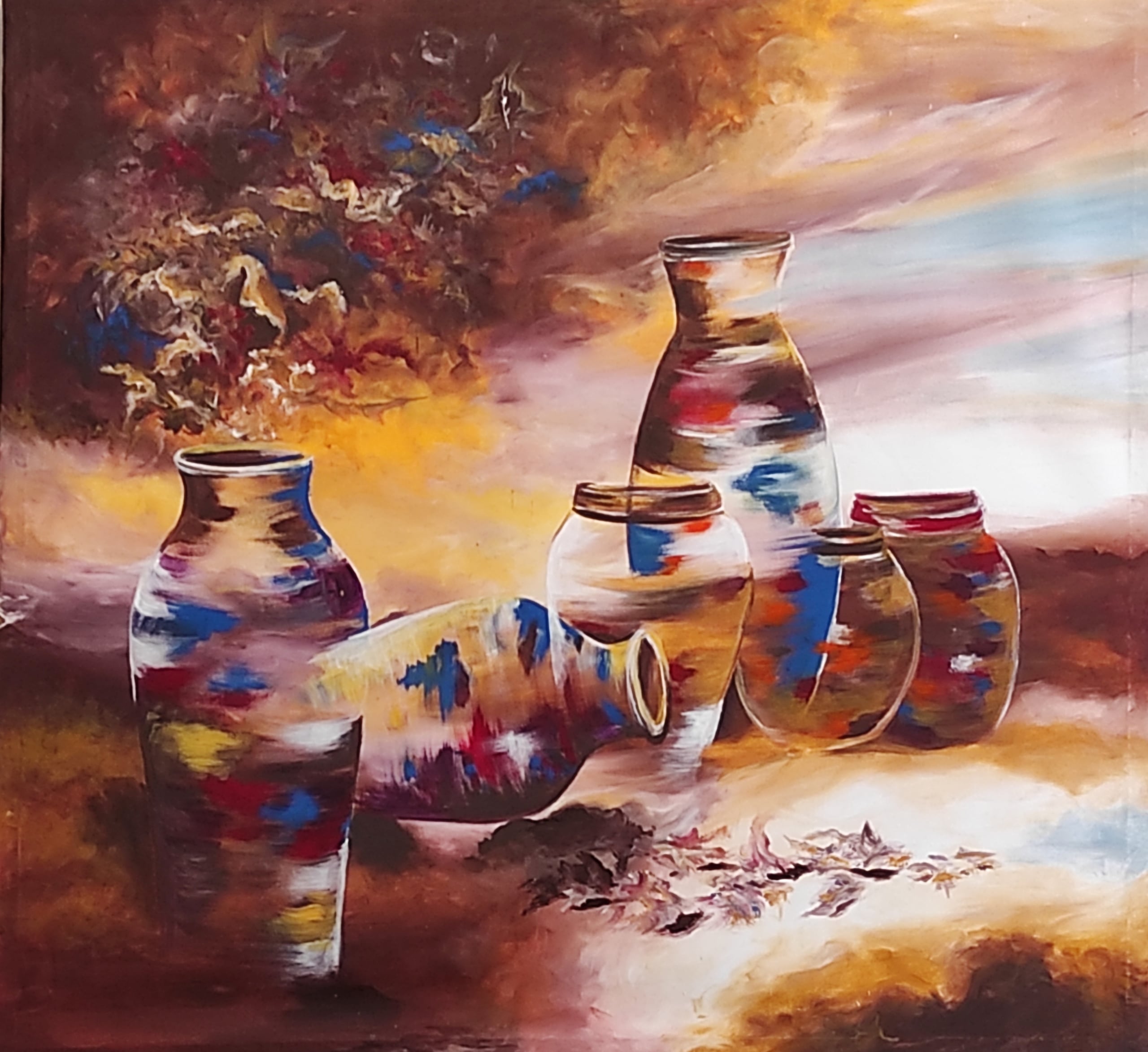 Clay Vessels, acrylic on canvas, by Omima Aboelnasr