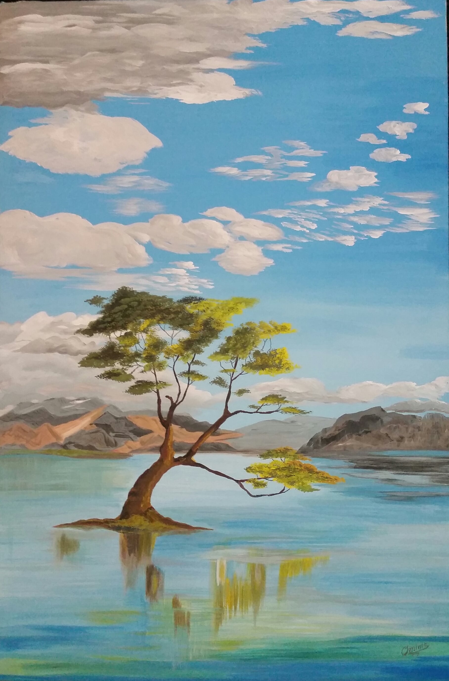 The Lone Tree, acrylic on canvas, by Omima Aboelnasr
