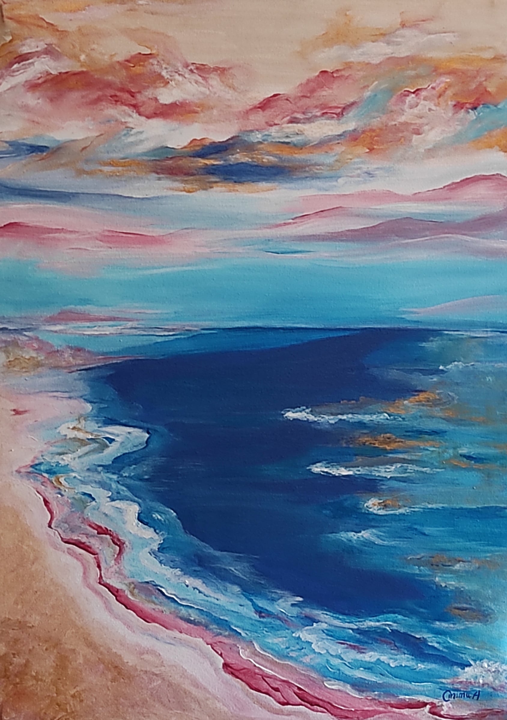 Blue Bay, acrylic on canvas, by Omima Aboelnasr