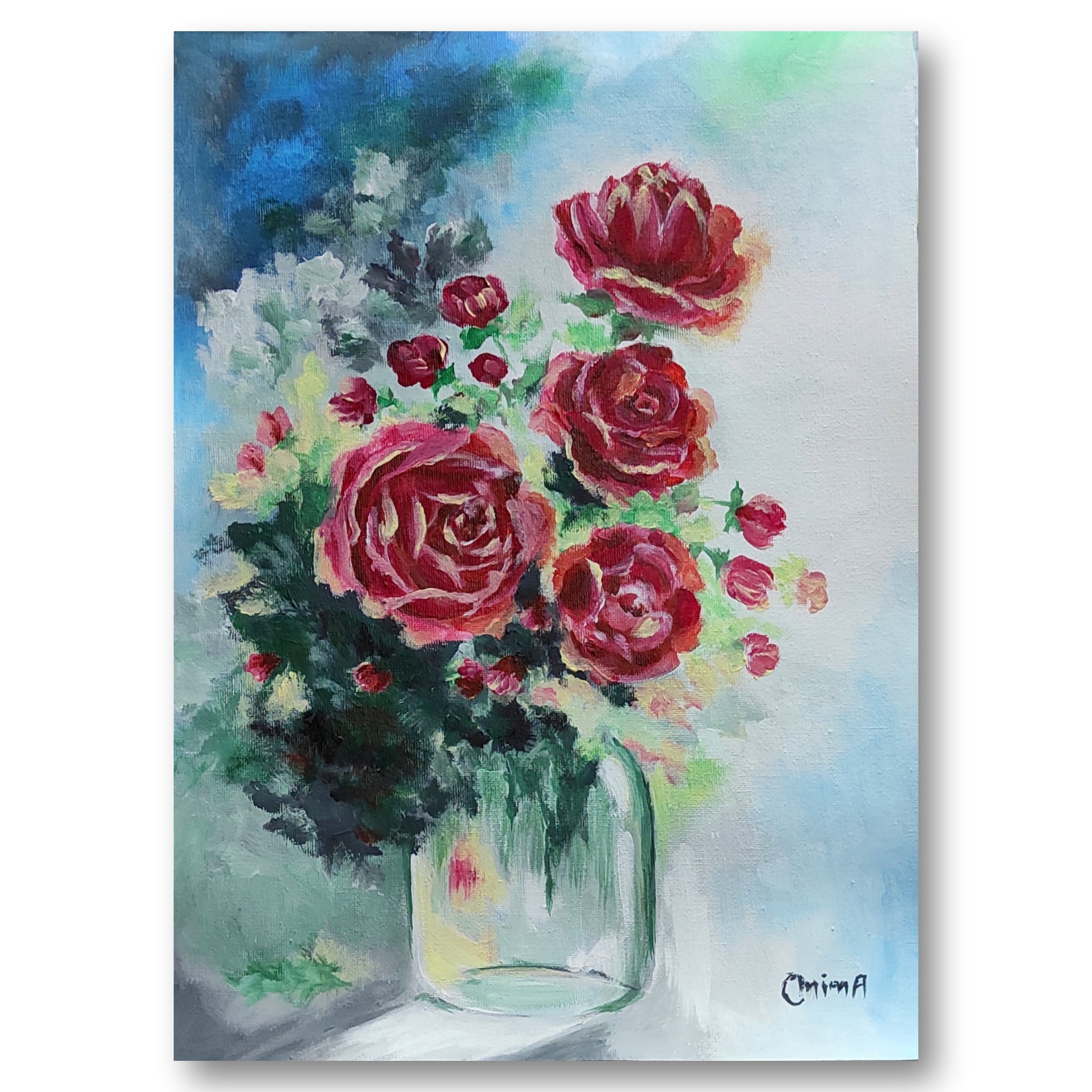 Crimson, acrylic on canvas, by Omima Aboelnasr