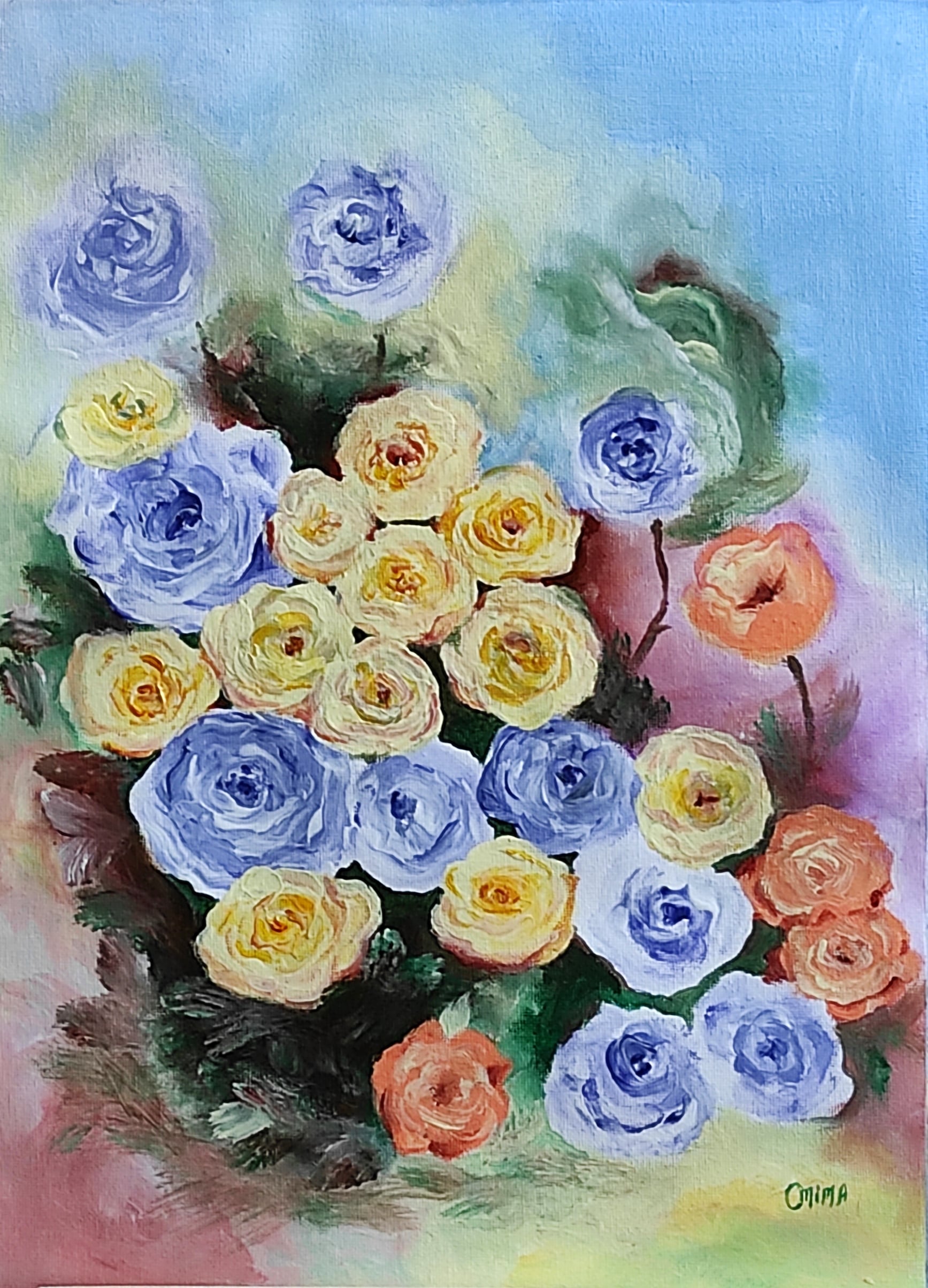Mixed Bunch, acrylic on canvas, by Omima Aboelnasr