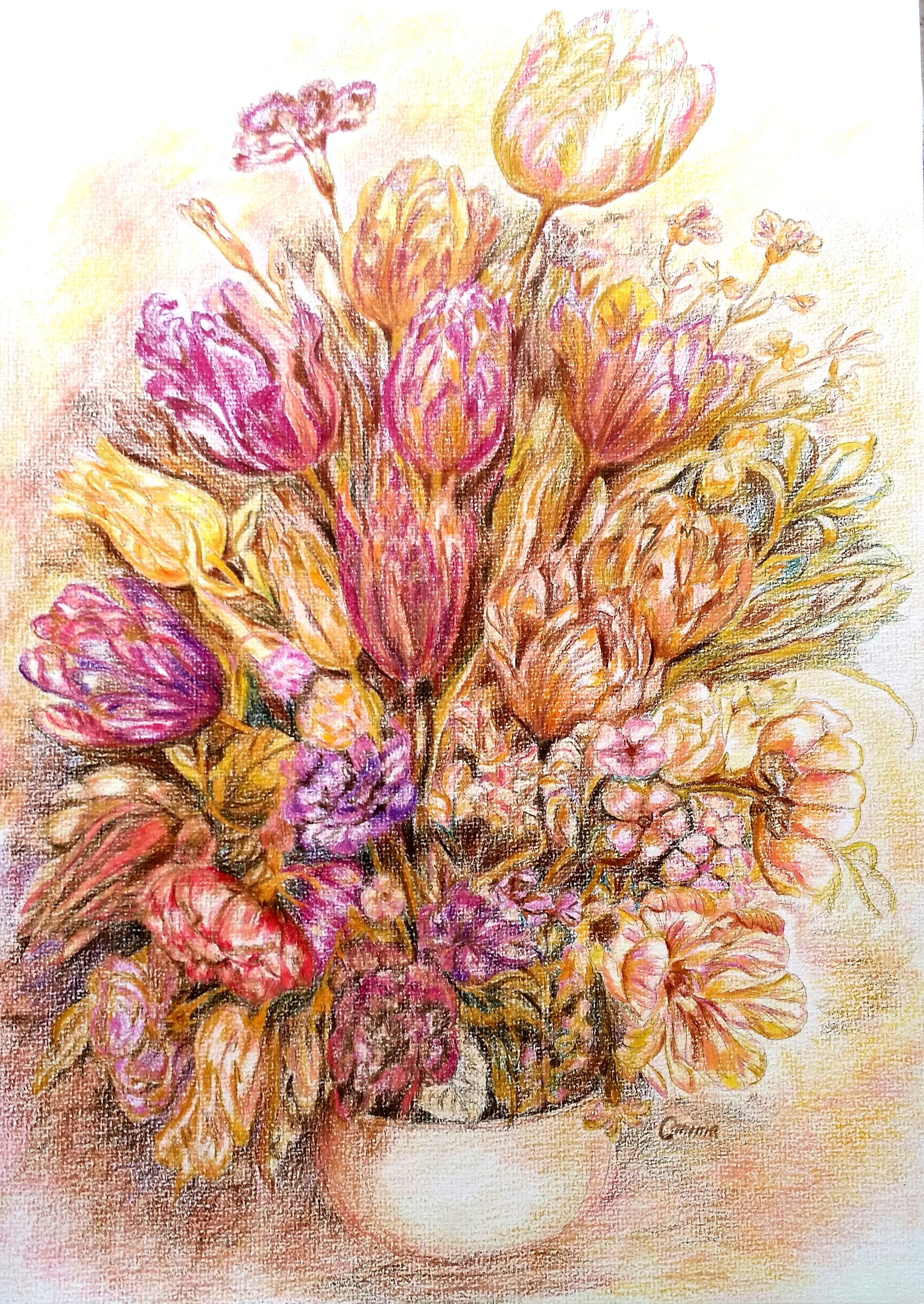 April, colored pencil on paper, by Omima Aboelnasr