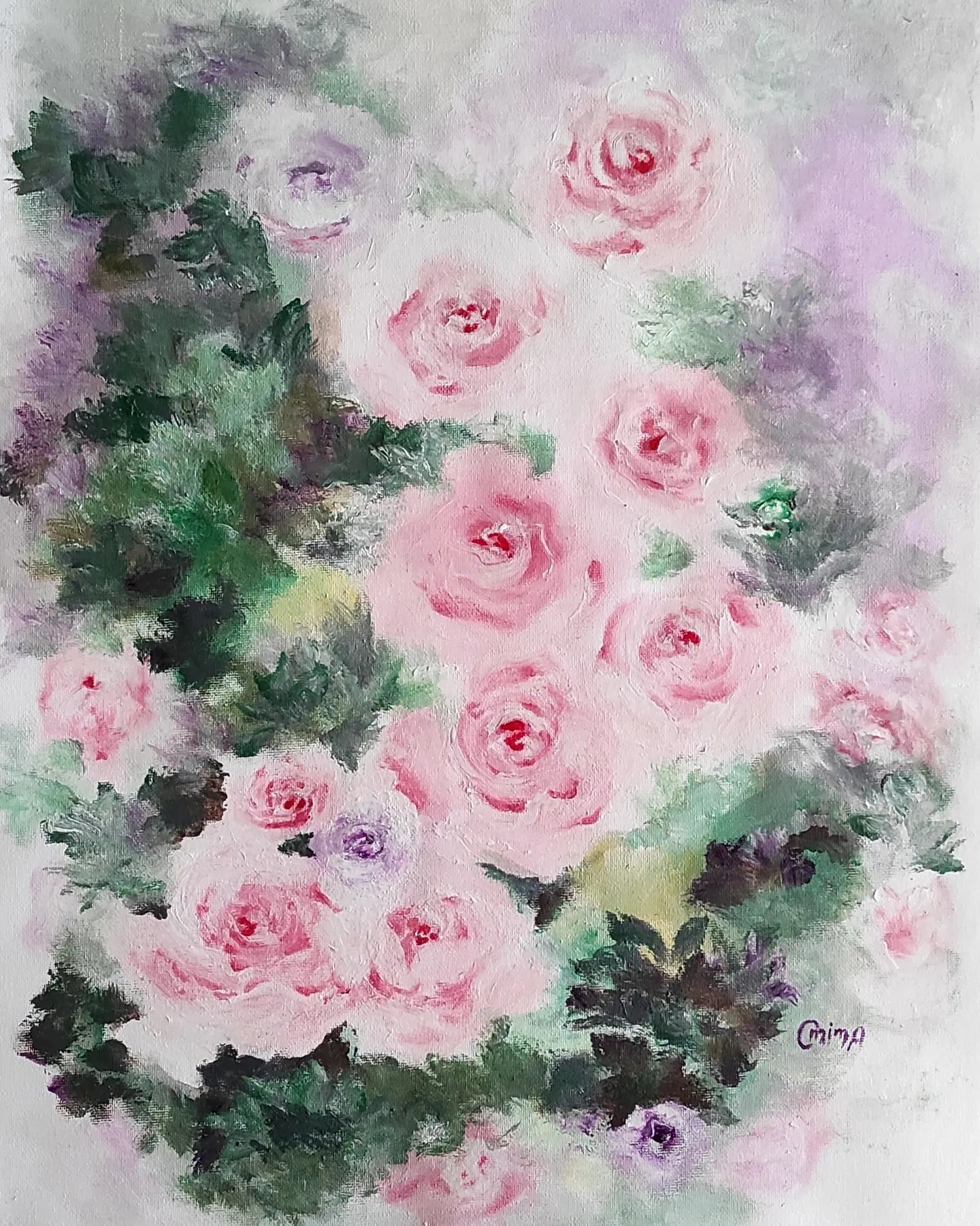 Rambling Roses, acrylic on canvas, by Omima Aboelnasr