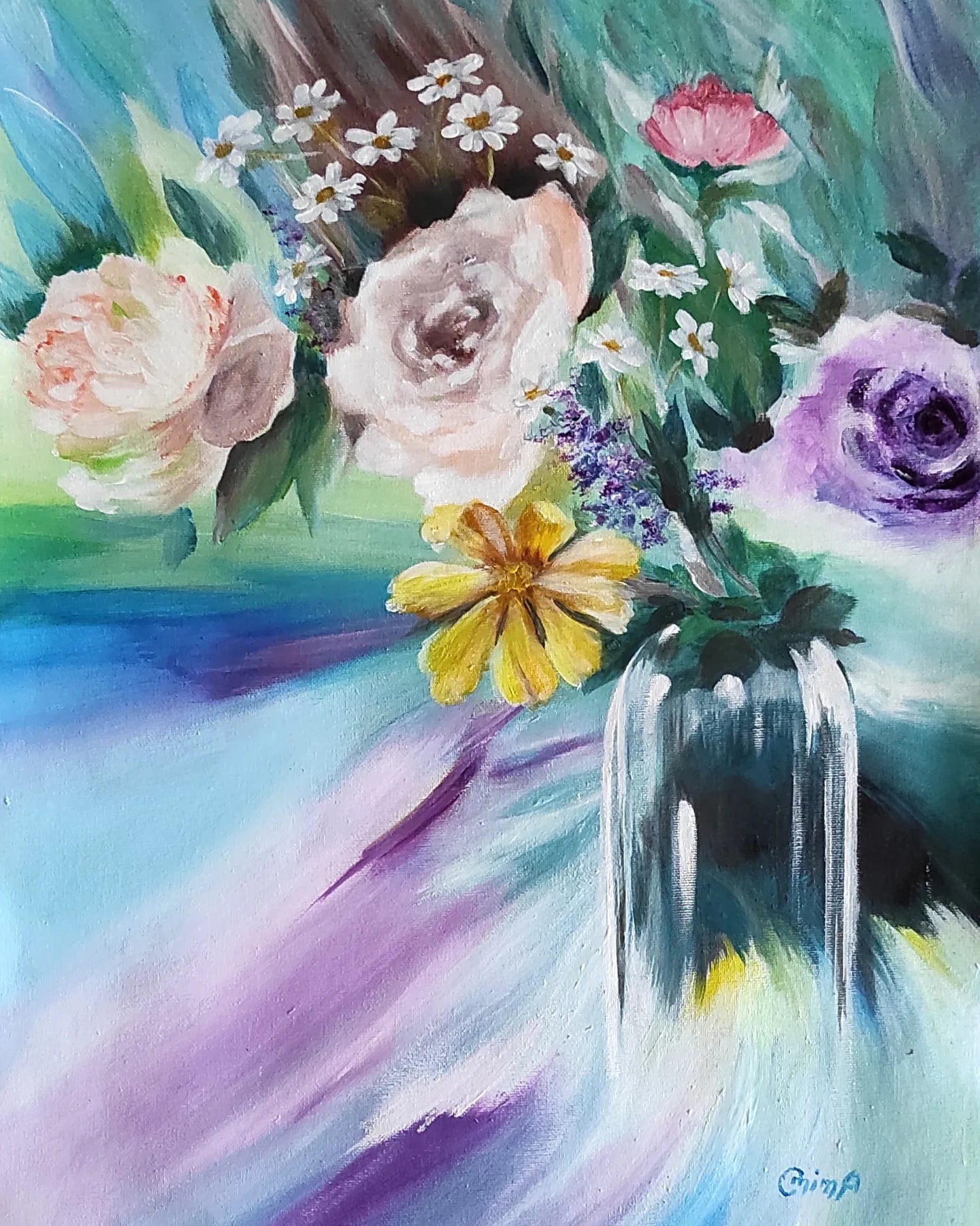 Brushstrokes, acrylic on canvas, by Omima Aboelnasr