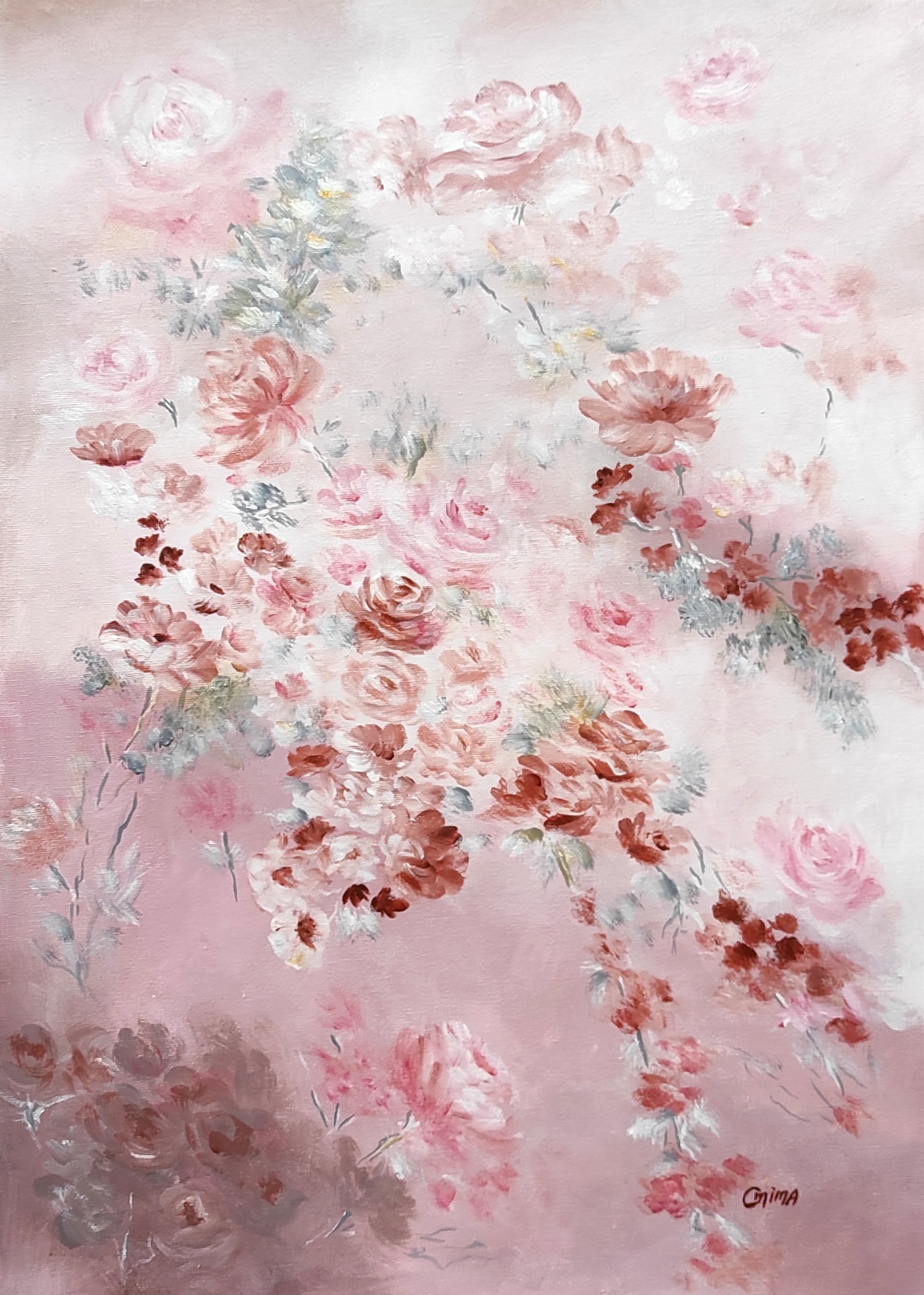 Dusty Pink, acrylic on canvas, by Omima Aboelnasr