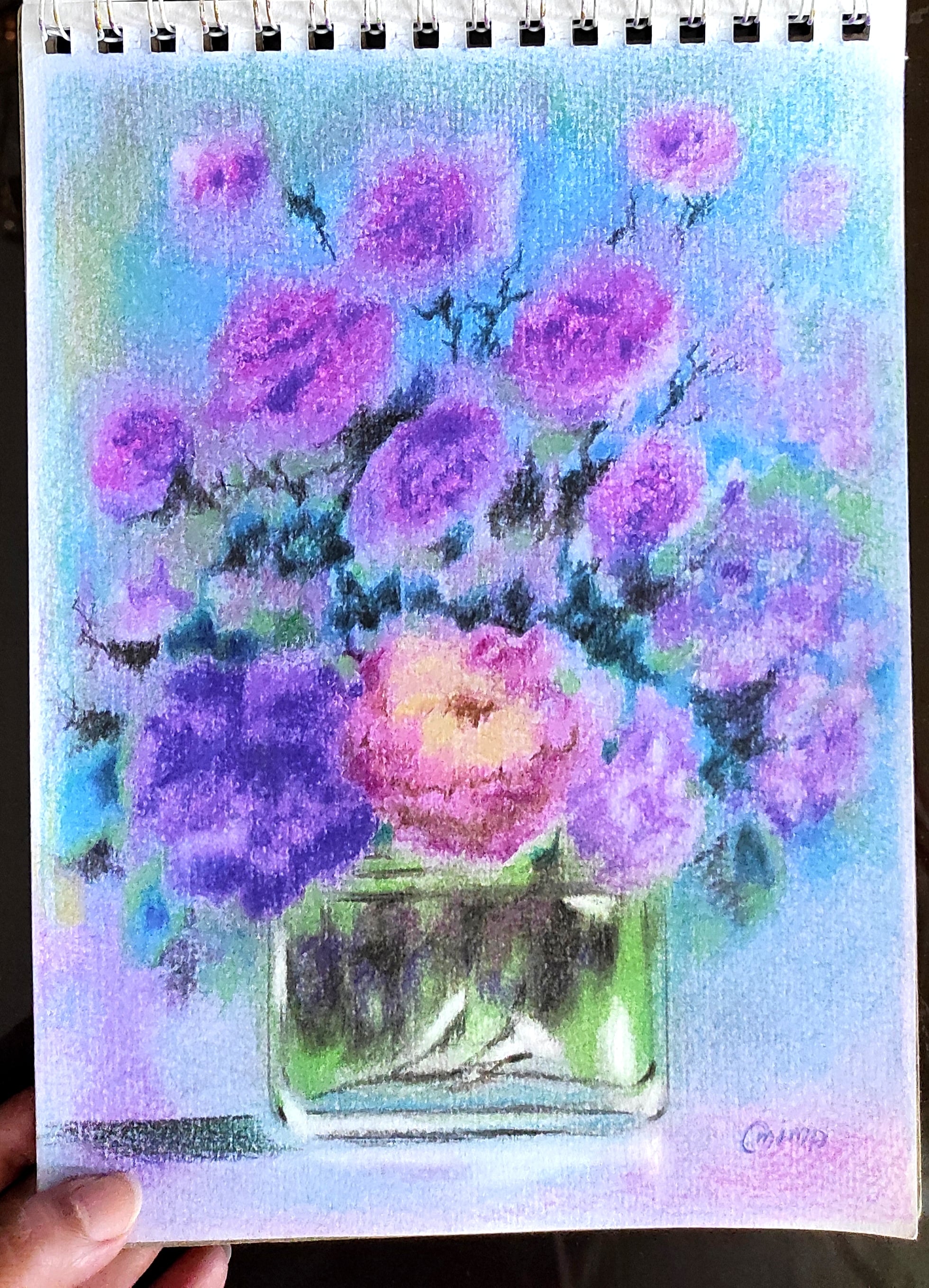 Lilac Haze, pastel and colored pencil on paper, by Omima Aboelnasr