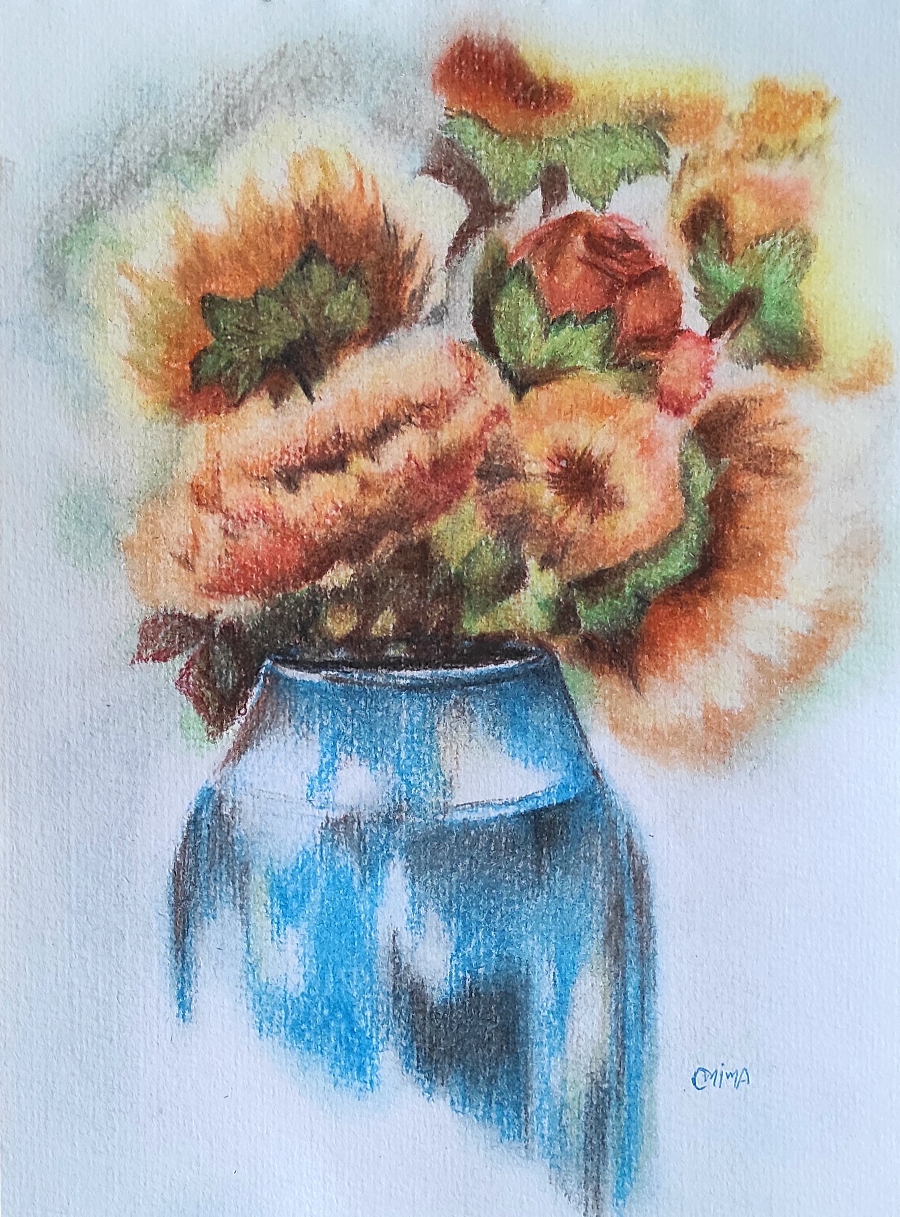 August, pastel and colored pencil on paper, by Omima Aboelnasr